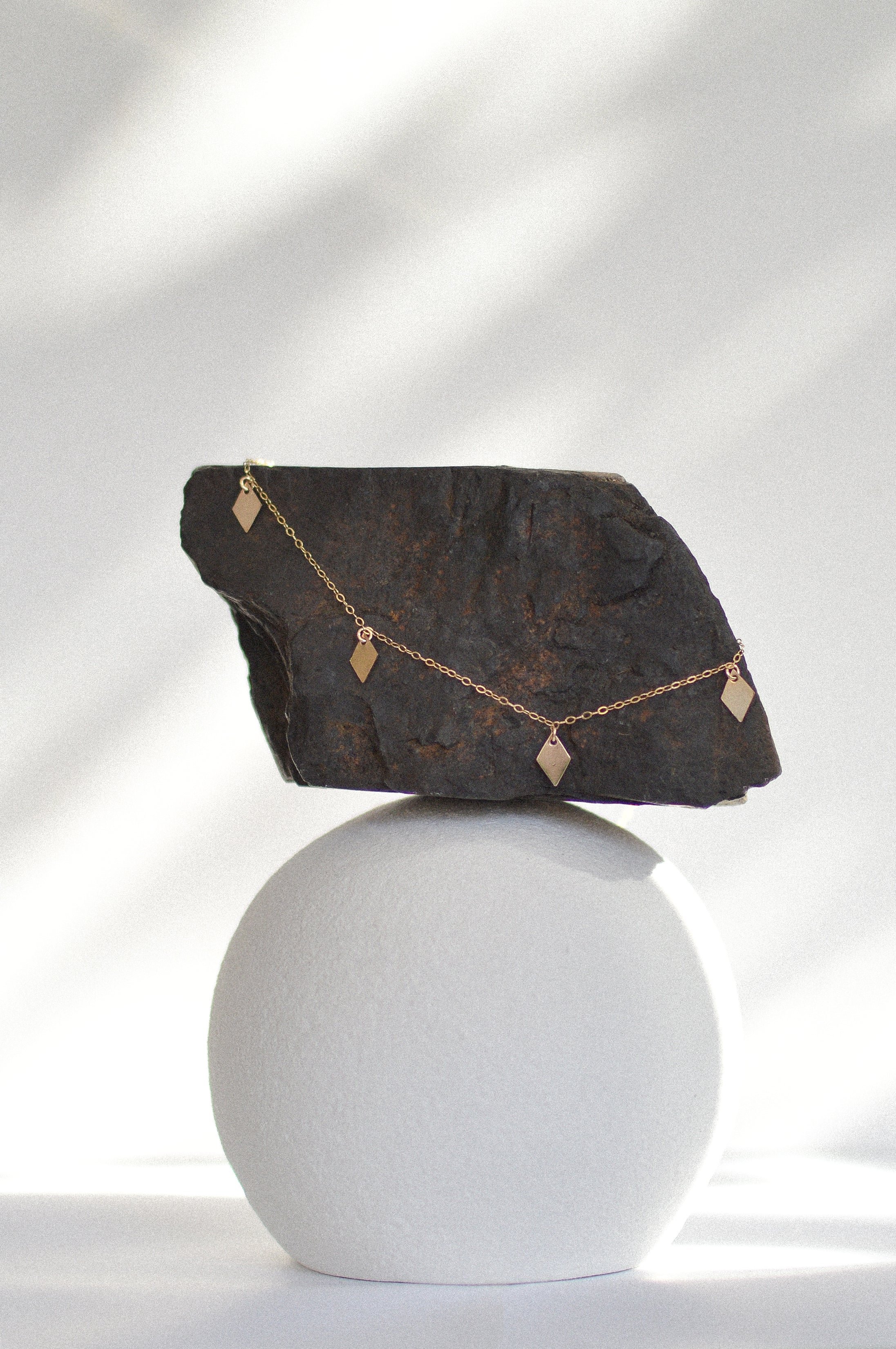 Rhombus Disc Drop Necklace
