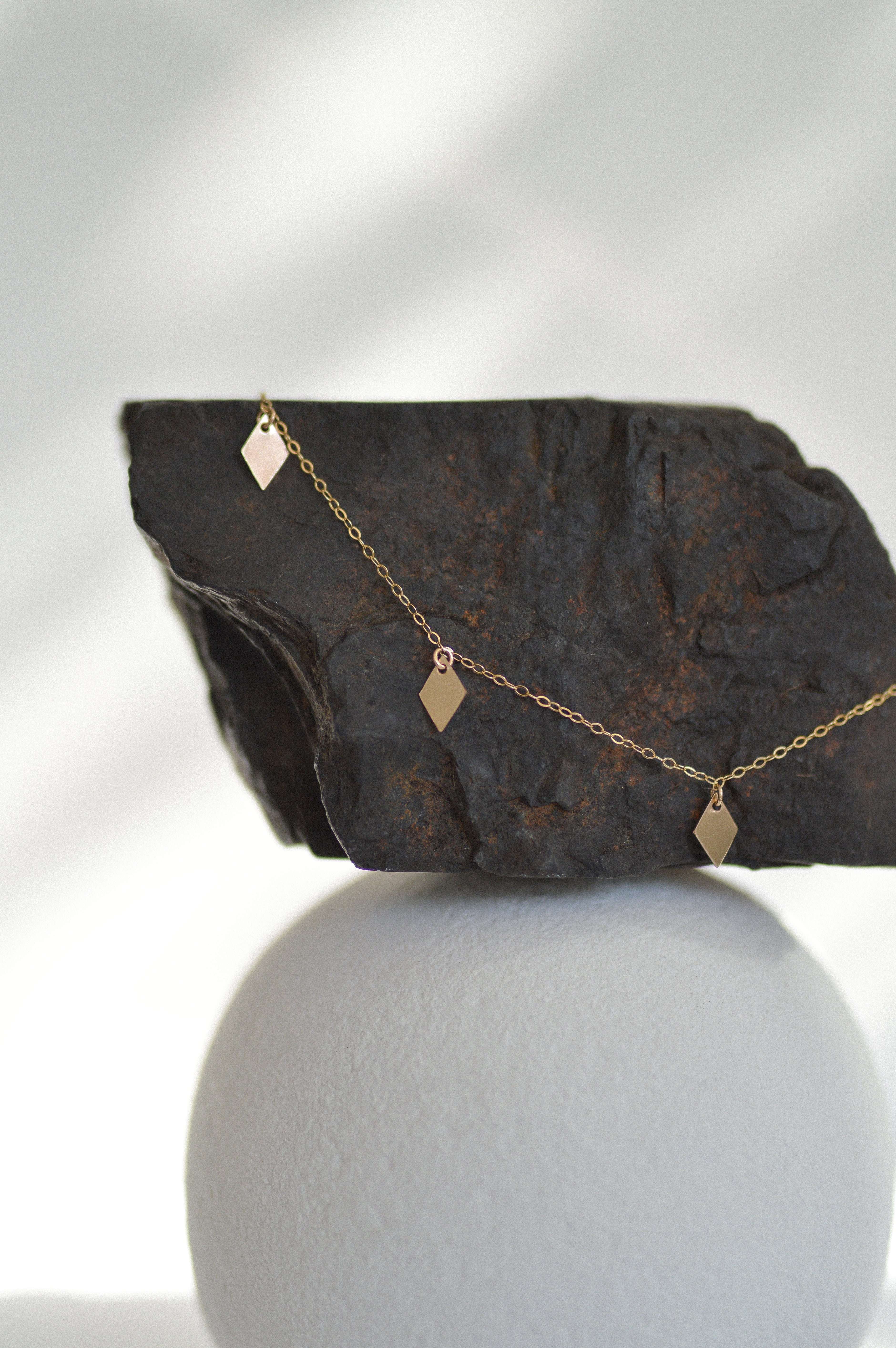 Rhombus Disc Drop Necklace
