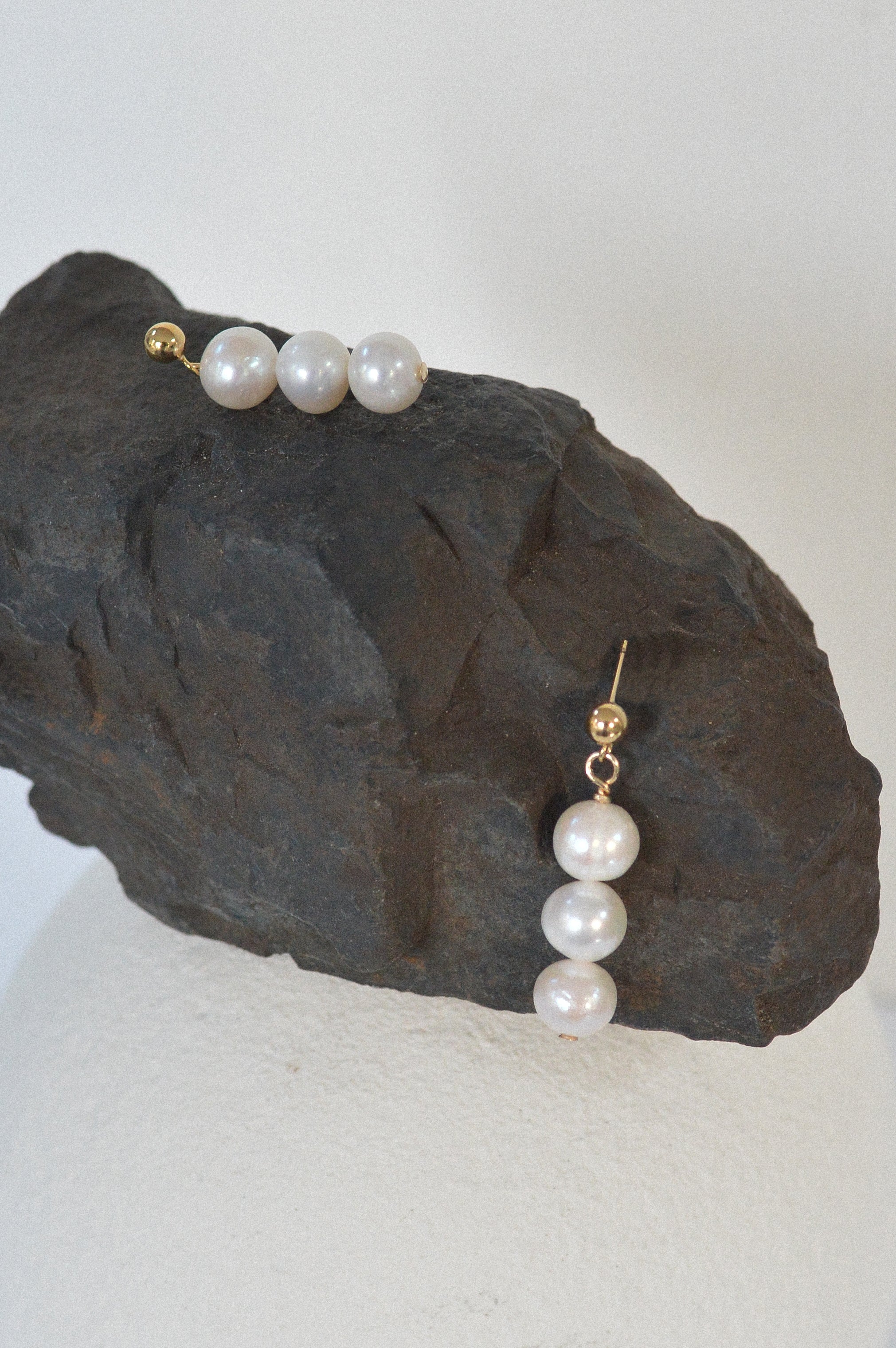 Triple Freshwater Pearl Studs