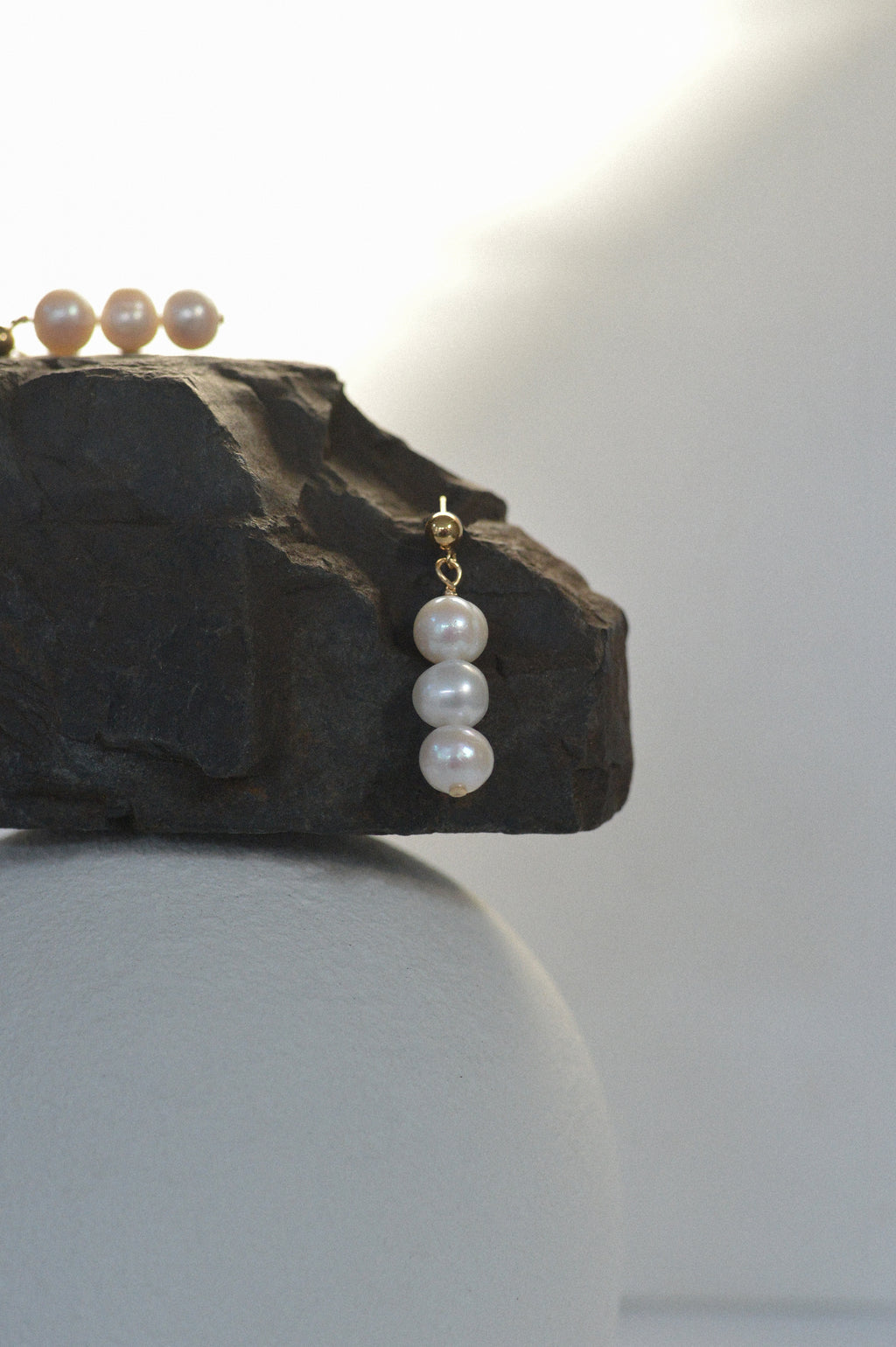 Triple Freshwater Pearl Studs