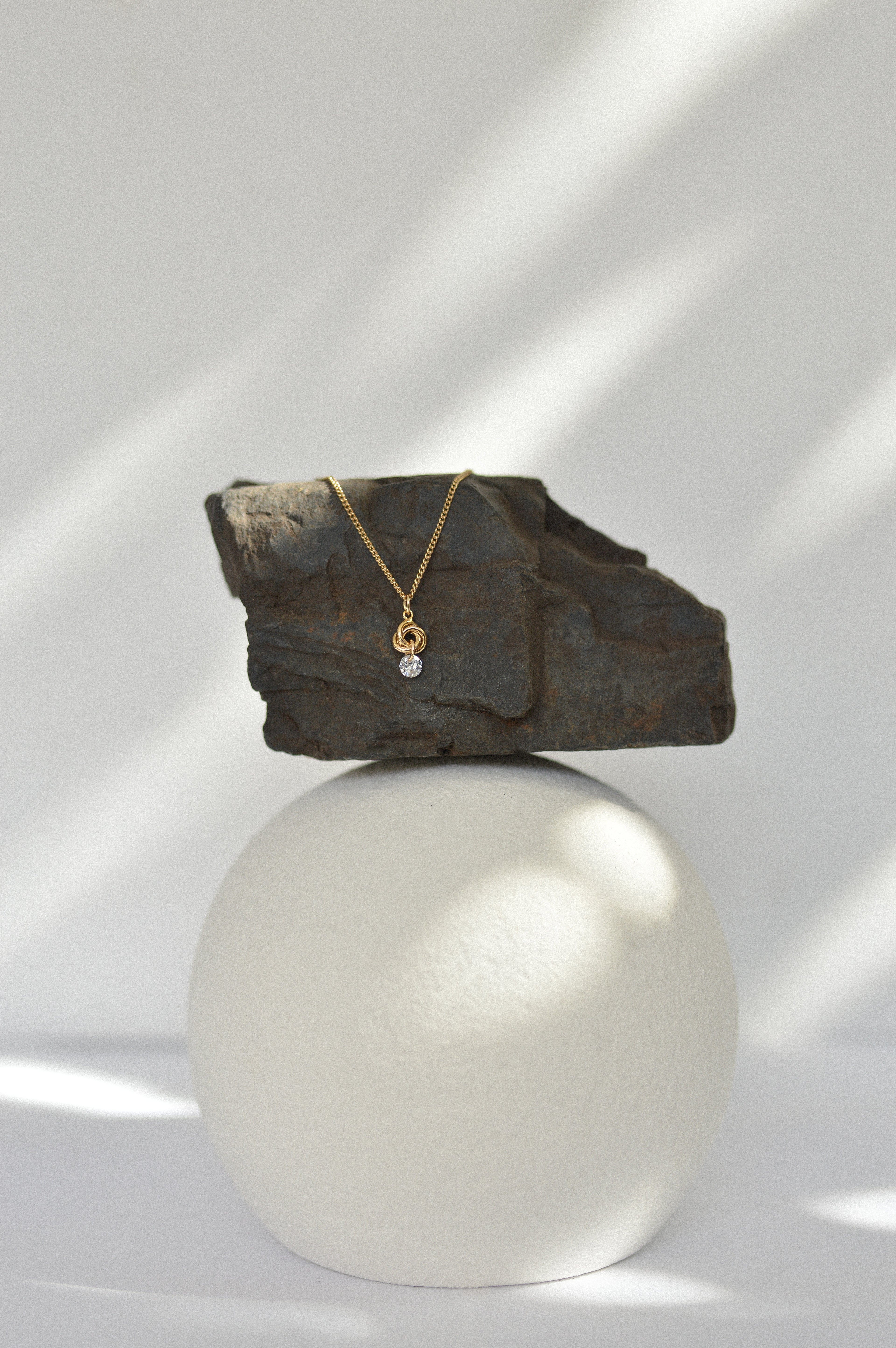 Cubic Zirconia Love Knot Charm Necklace