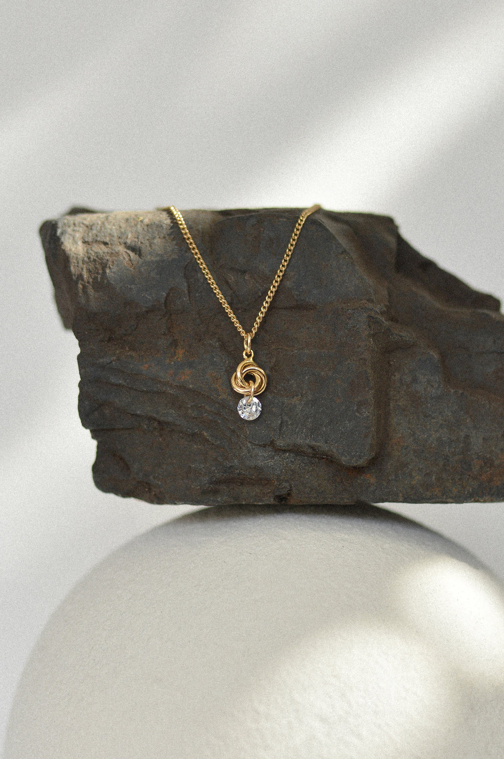 Cubic Zirconia Love Knot Charm Necklace