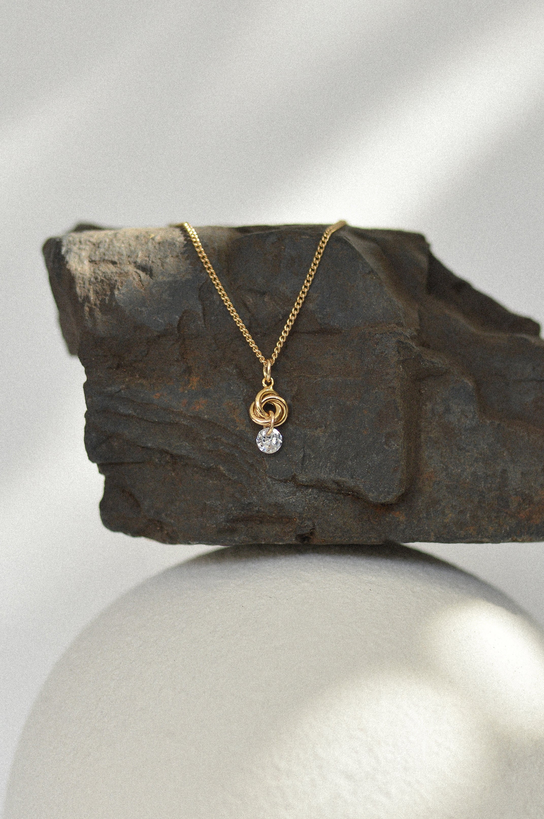 Cubic Zirconia Love Knot Charm Necklace