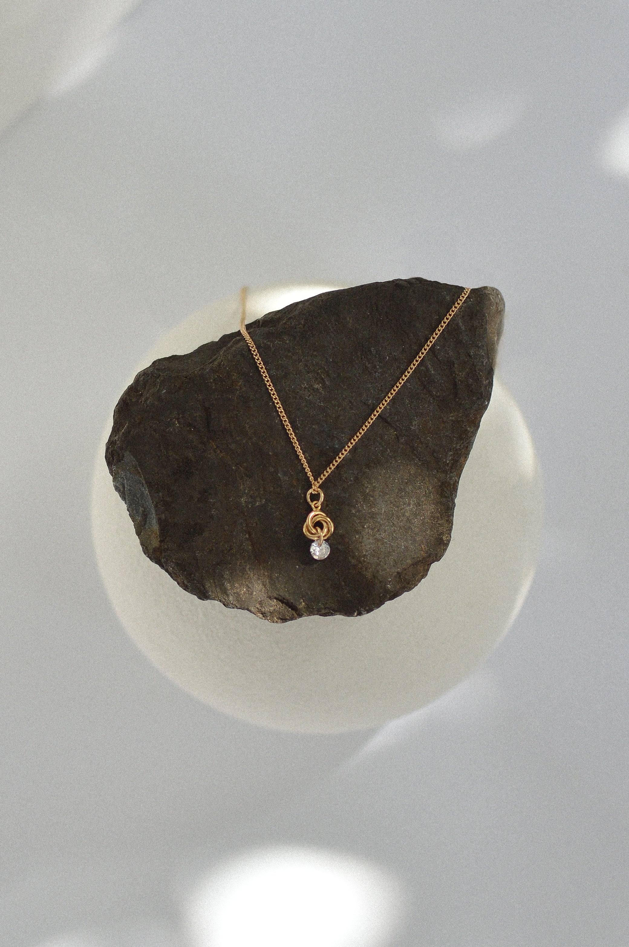 Cubic Zirconia Love Knot Charm Necklace