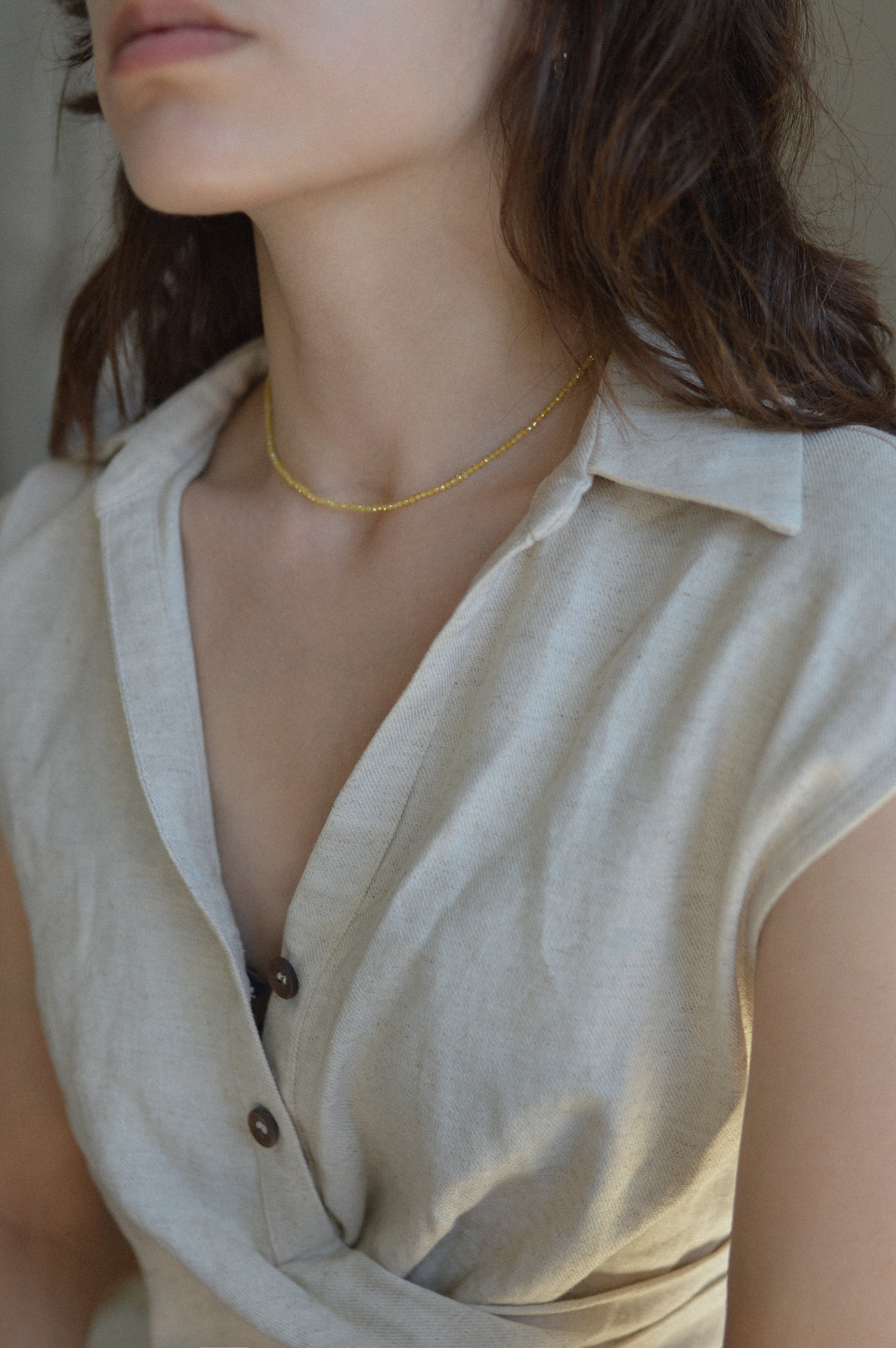 Yellow Faceted Gemstone Bead Necklace