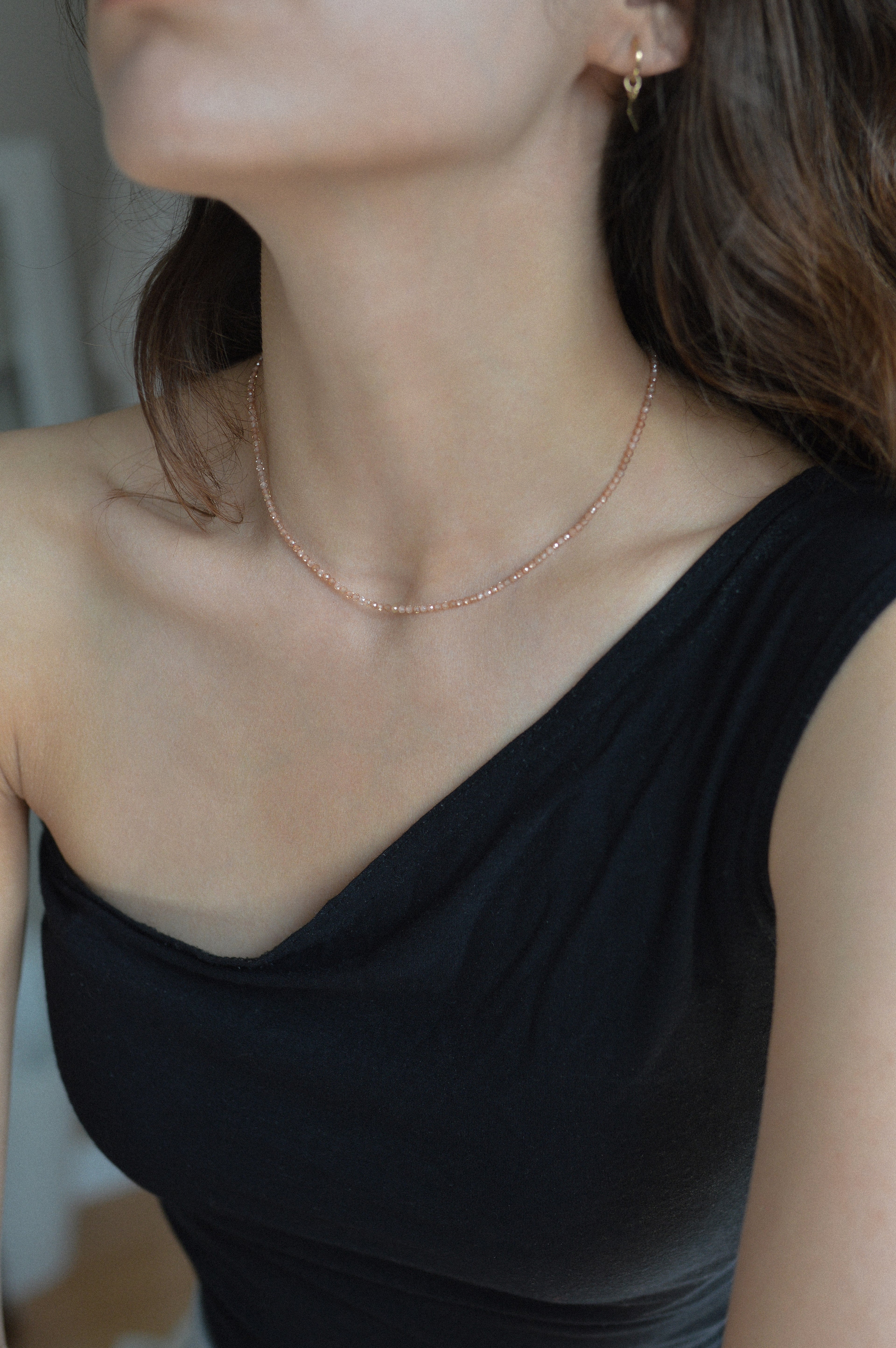 Champagne Faceted Gemstone Bead Necklace