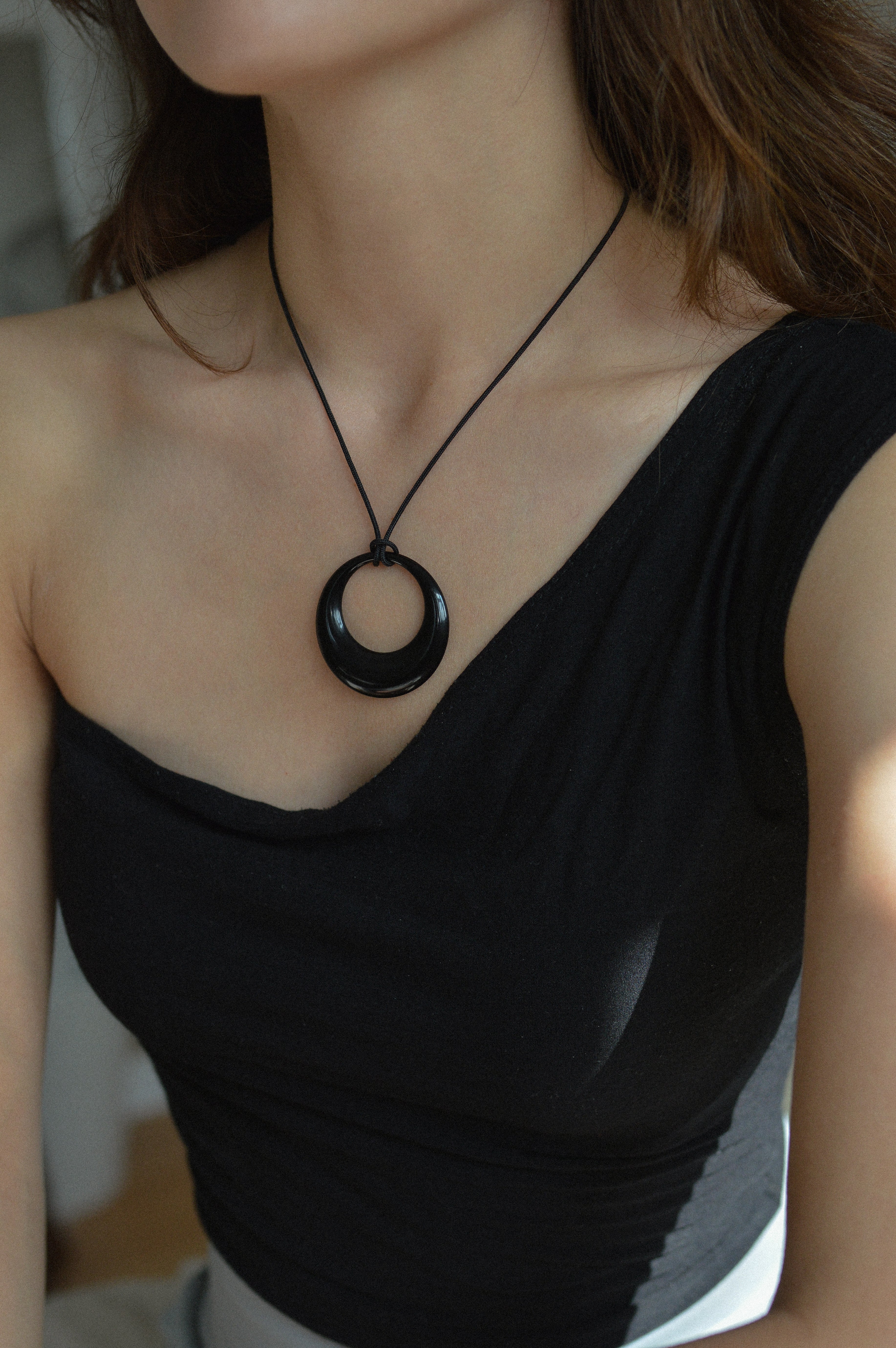 Black Resin Pendant Necklace