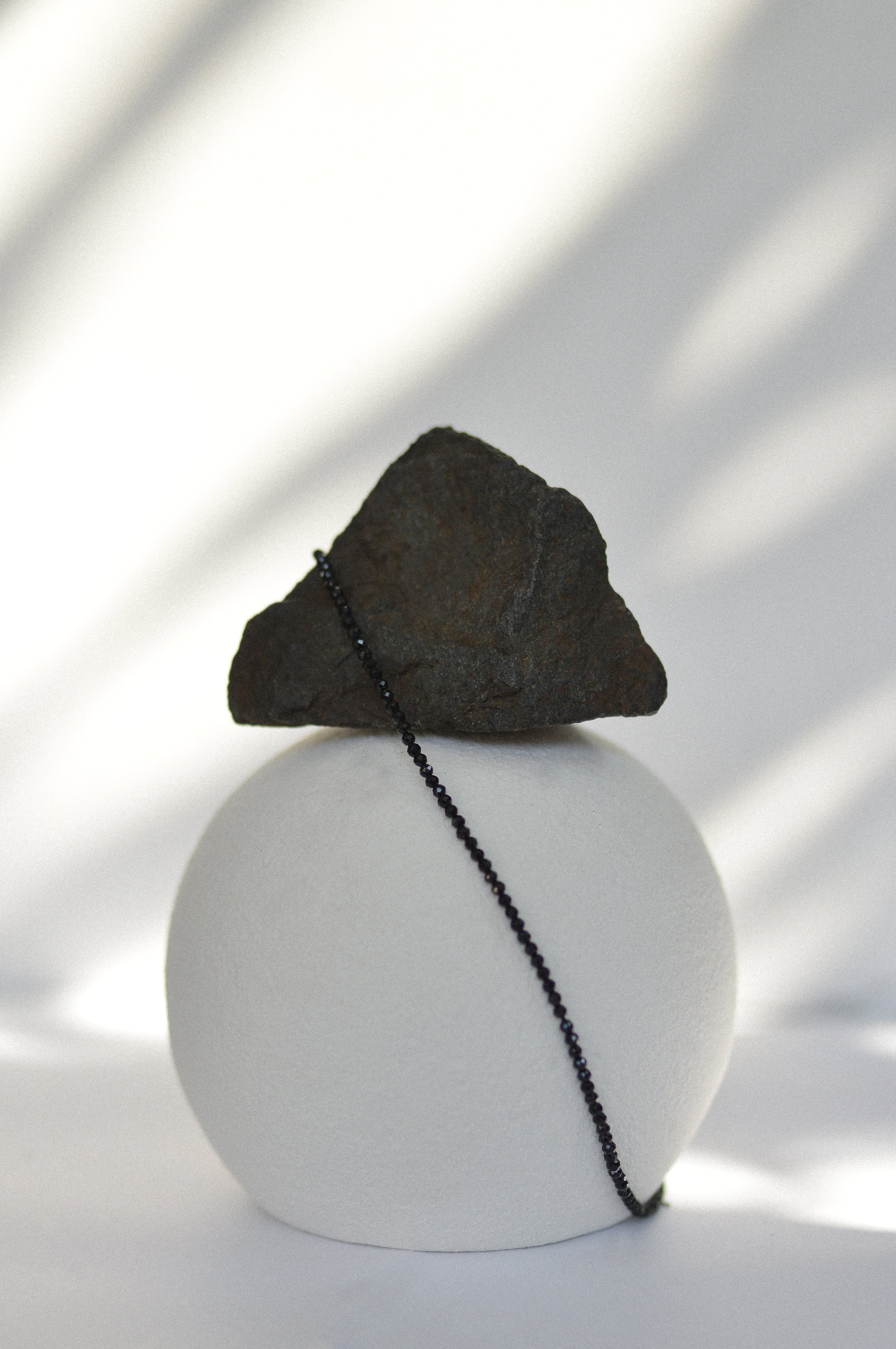 Black Faceted Gemstone Beaded Necklace