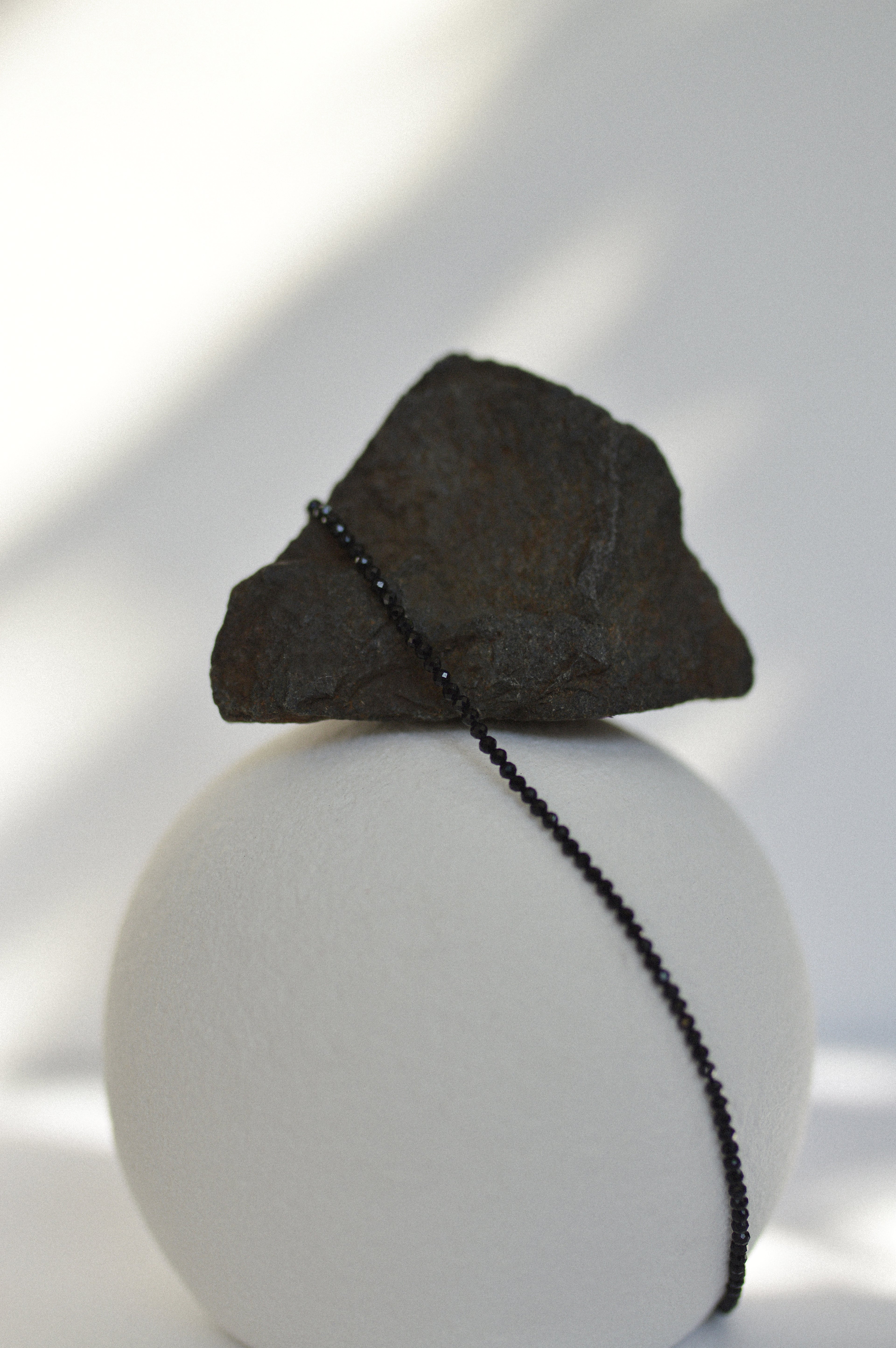 Black Faceted Gemstone Beaded Necklace