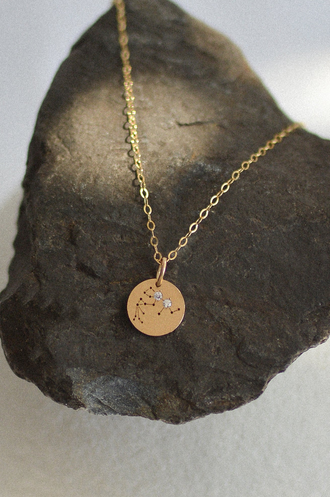 Star Sign Cubic Zirconia Disc Necklace