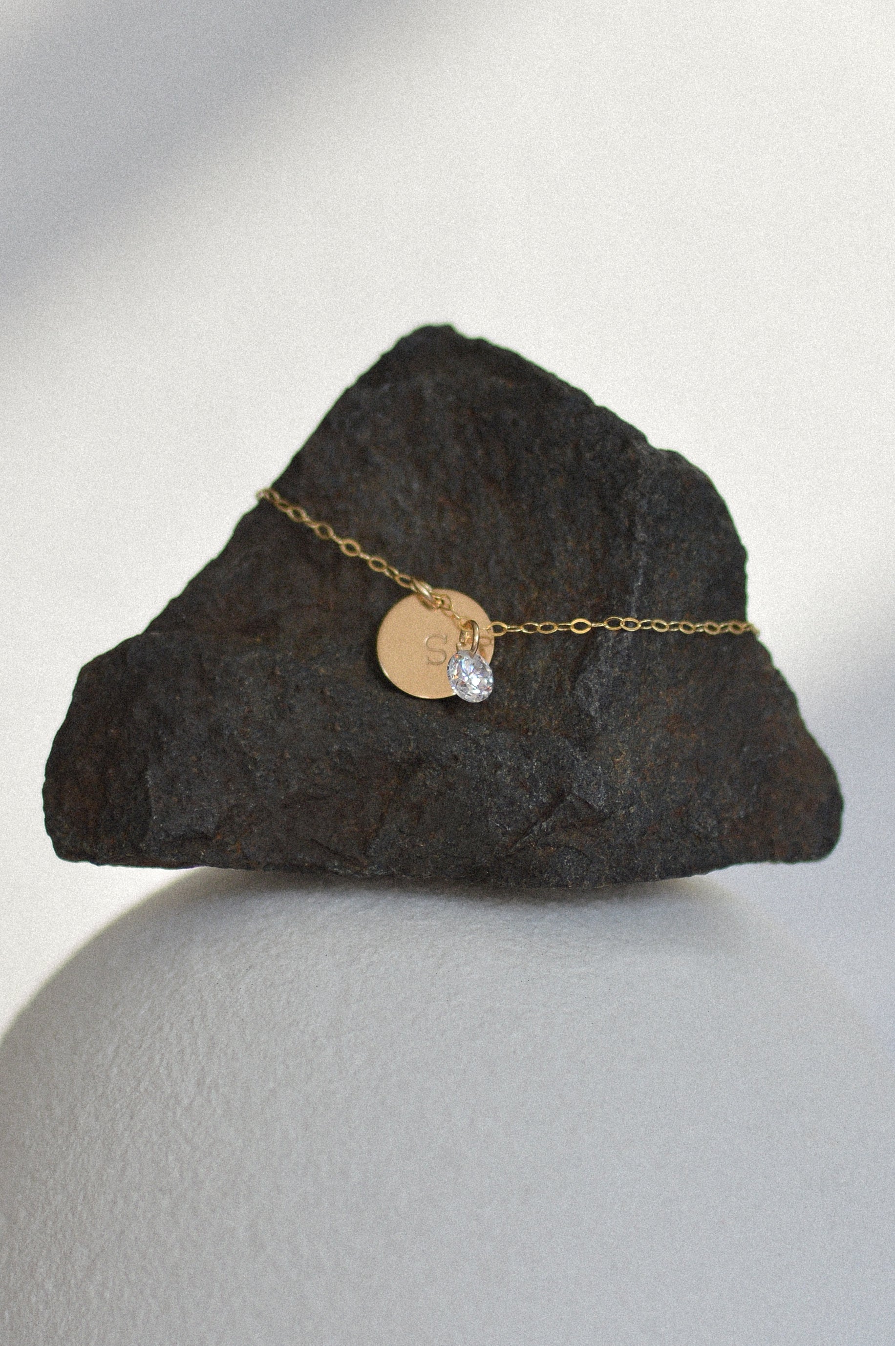 Initial Disc Cubic Zirconia Bracelet