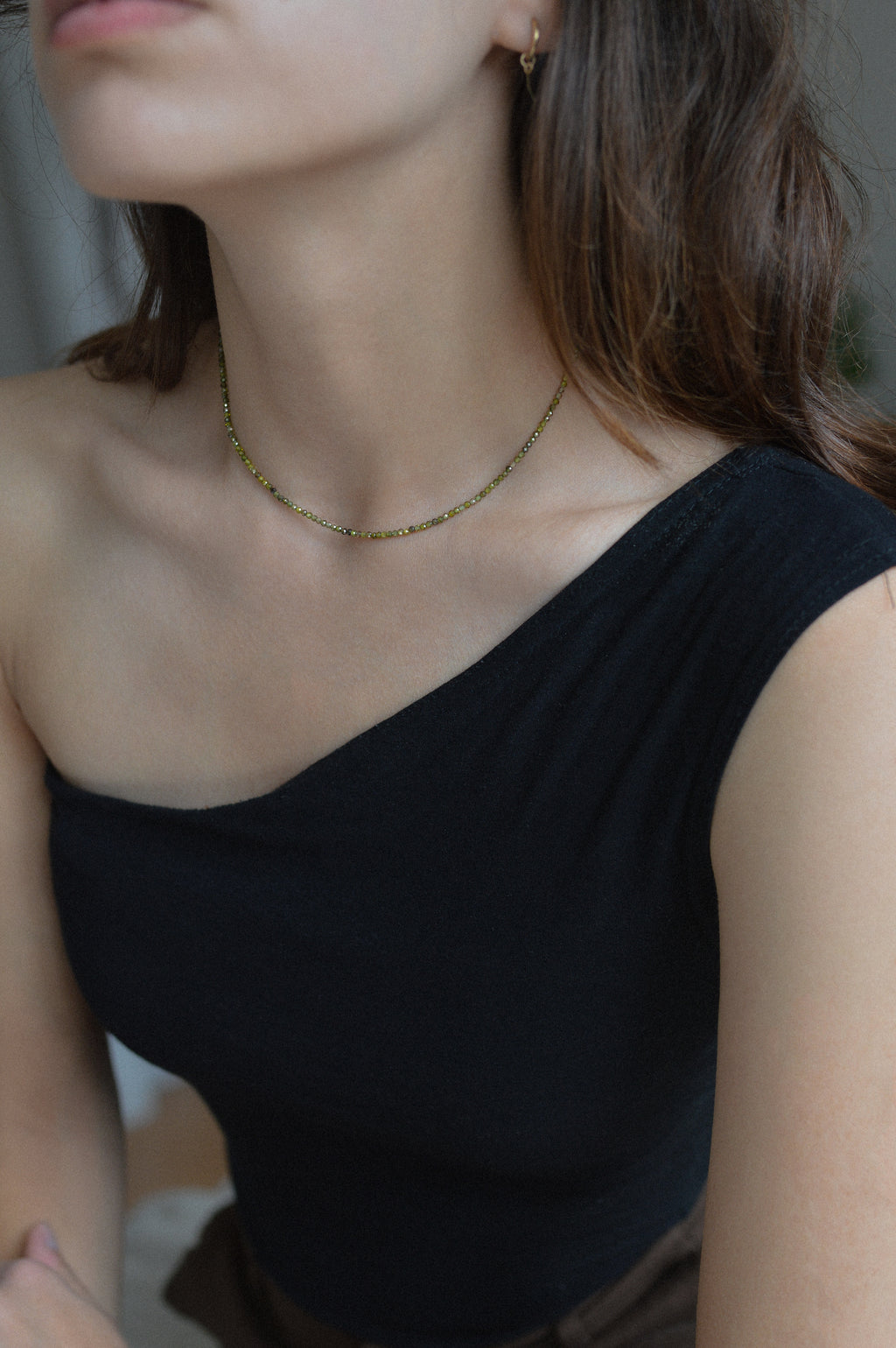 Green Faceted Gemstone Bead Necklace