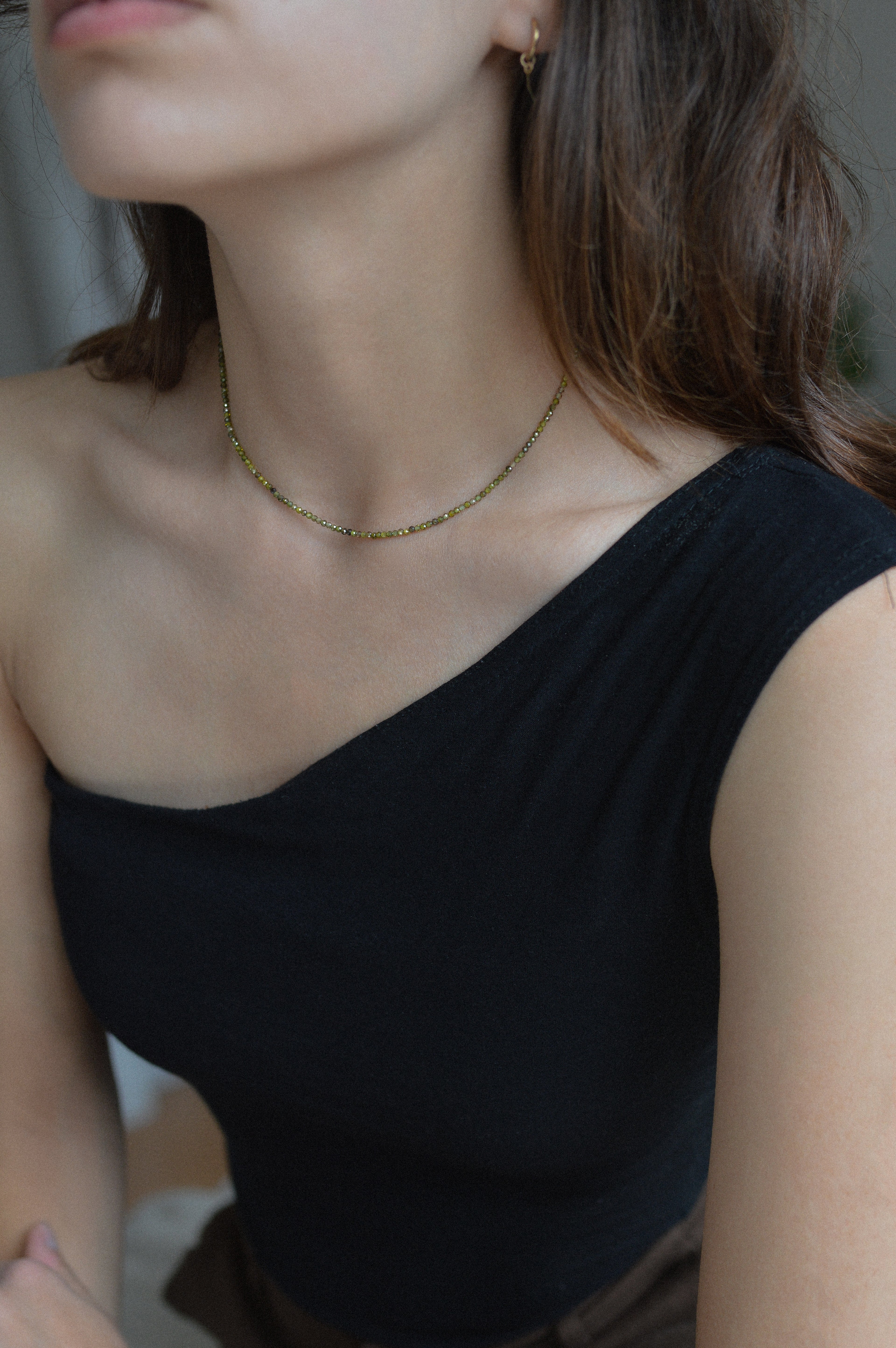 Green Faceted Gemstone Bead Necklace