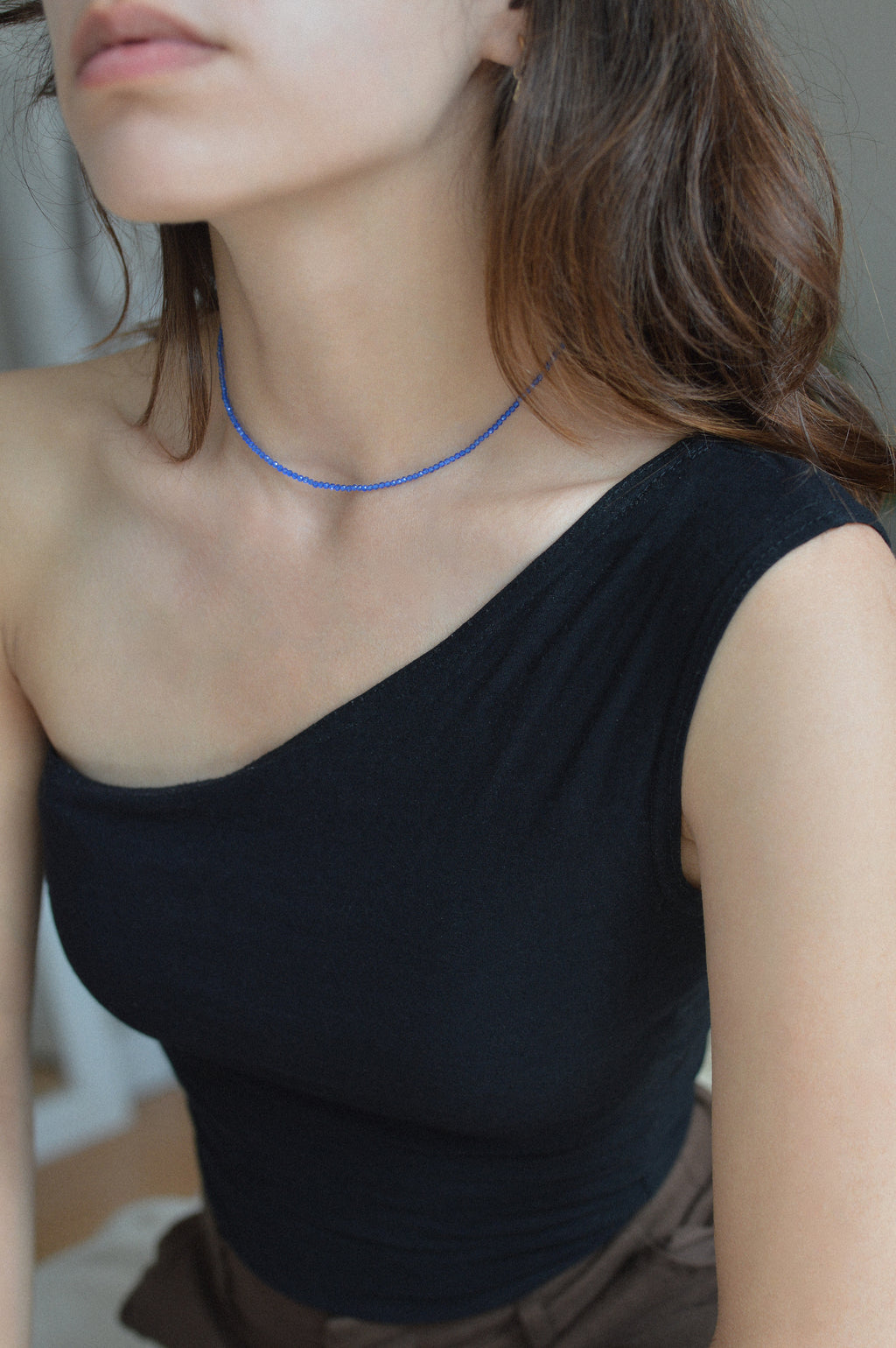 Bright Blue Faceted Gemstone Bead Necklace