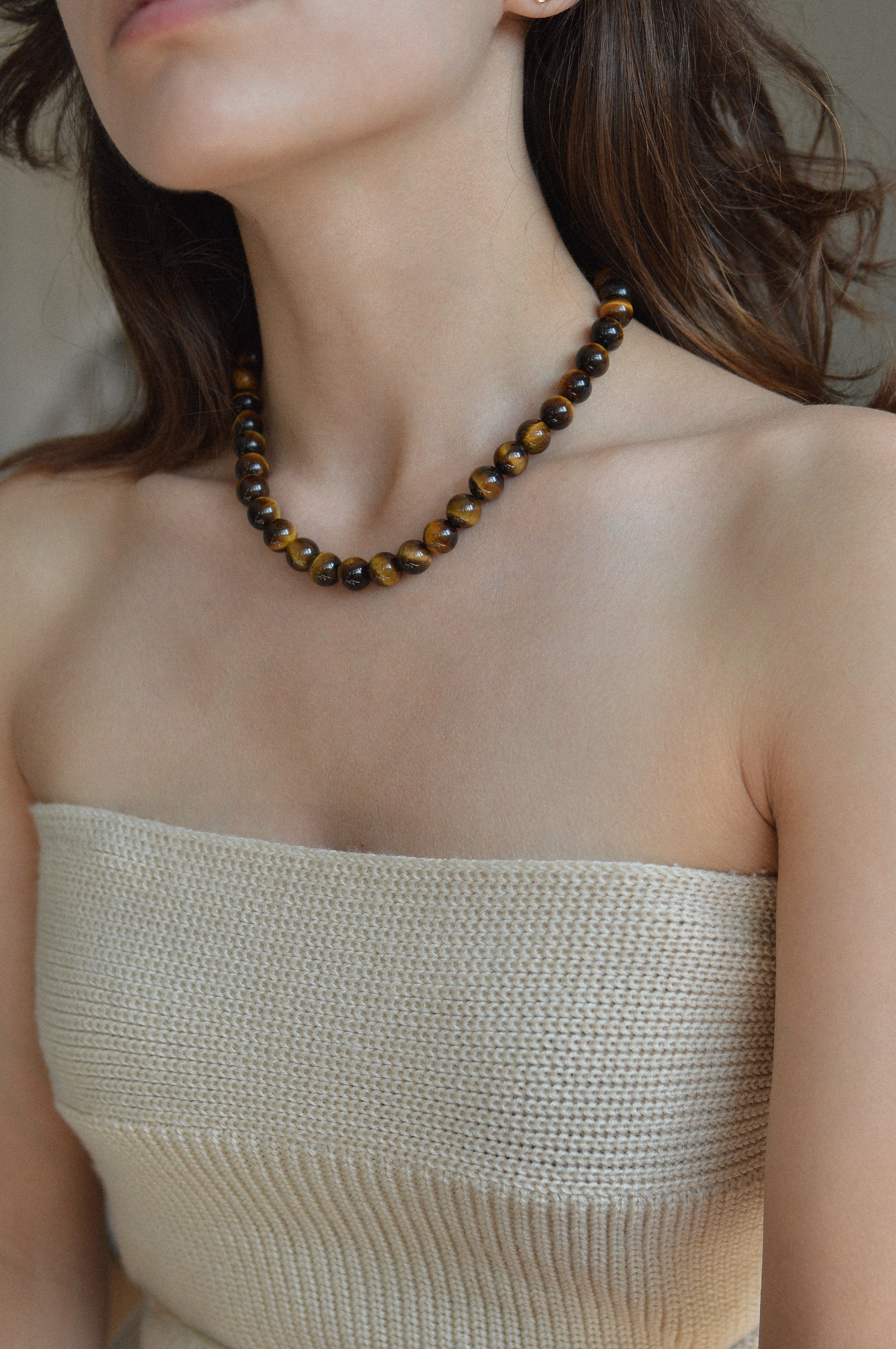 Tiger Eye Gemstone Bead Necklace