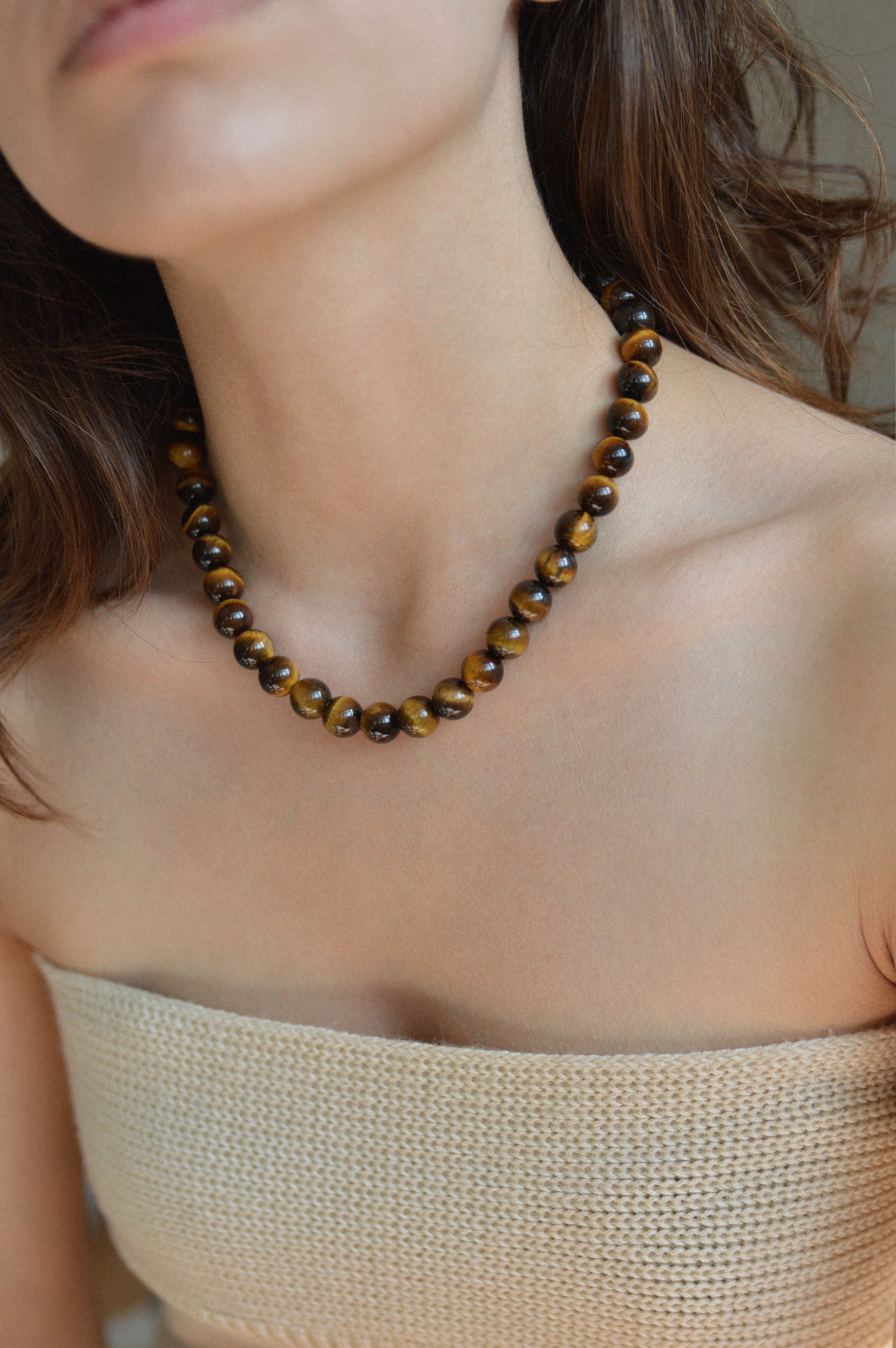 Tiger Eye Gemstone Bead Necklace