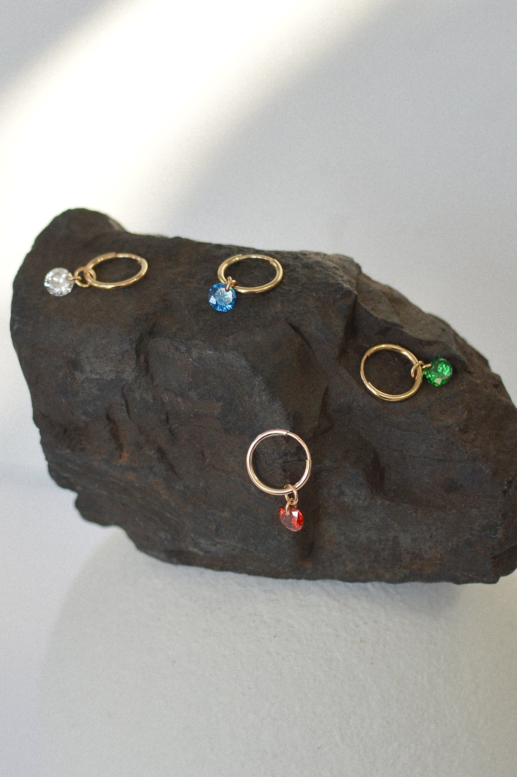 Birthstone Huggie Hoop Earrings