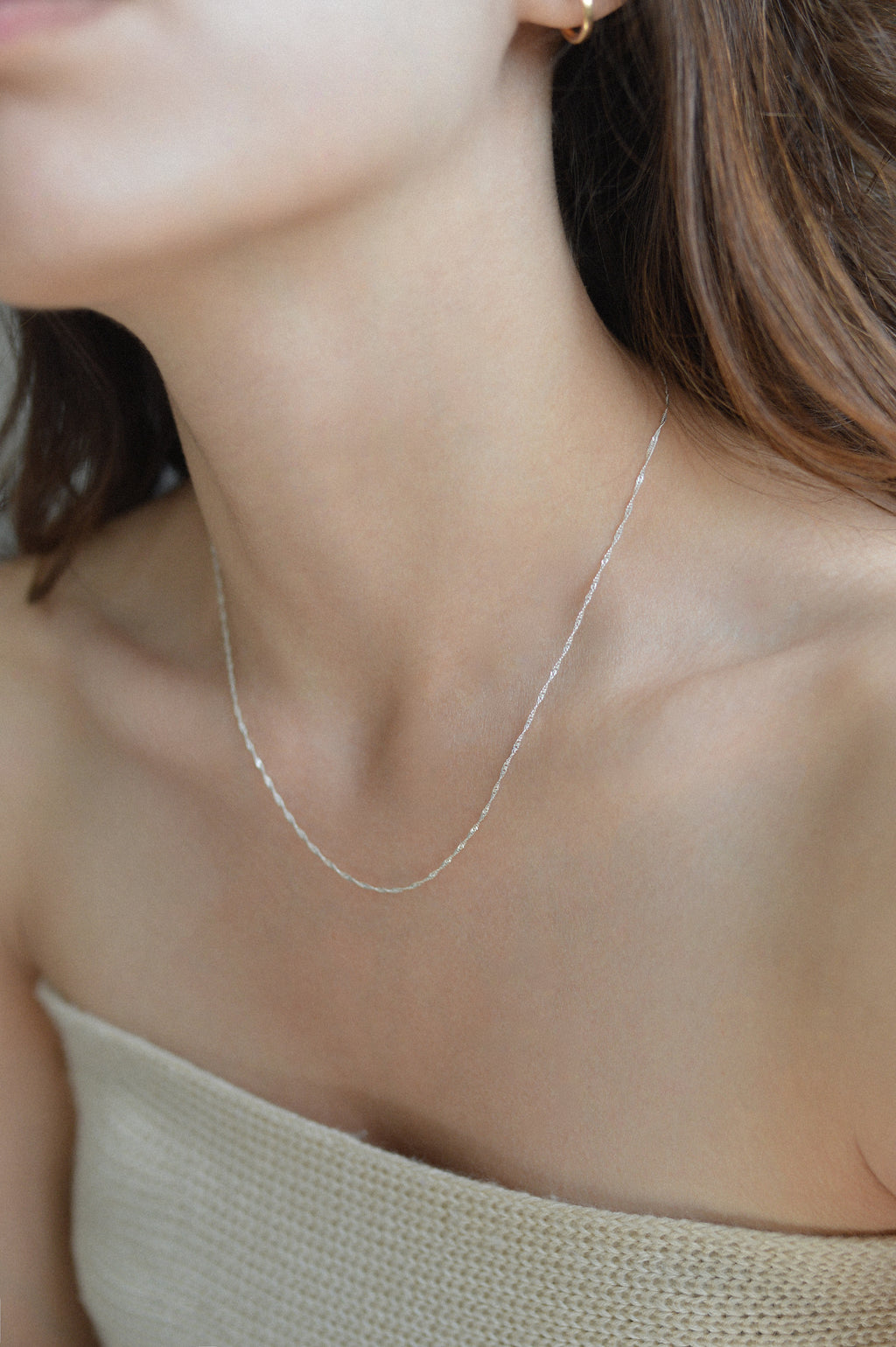 Dainty Thin Singapore Twist Chain Necklace