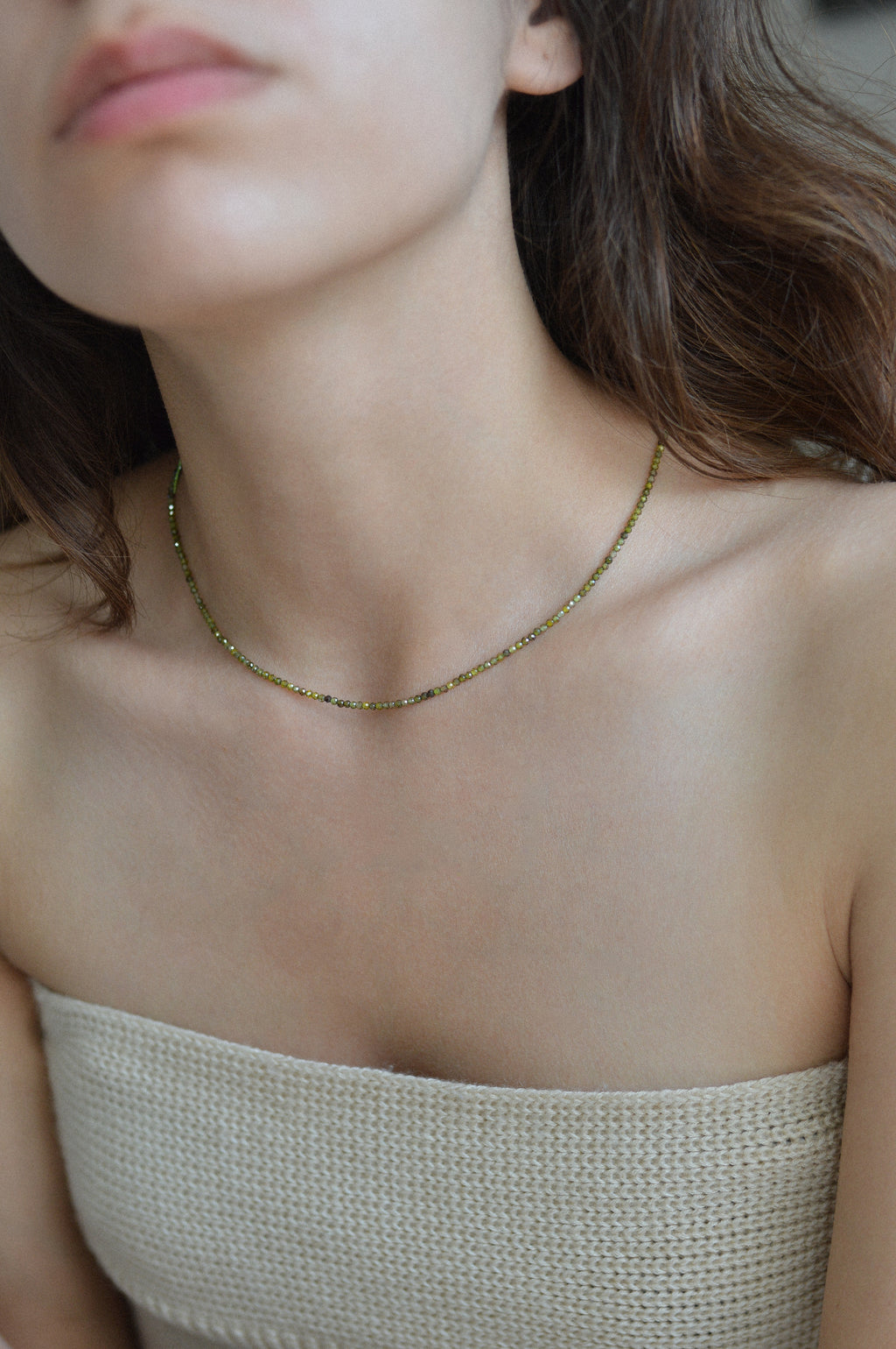 Green Faceted Gemstone Bead Necklace