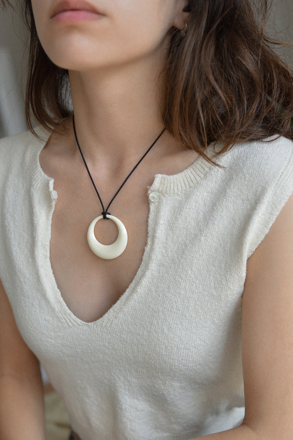 White Resin Pendant Necklace