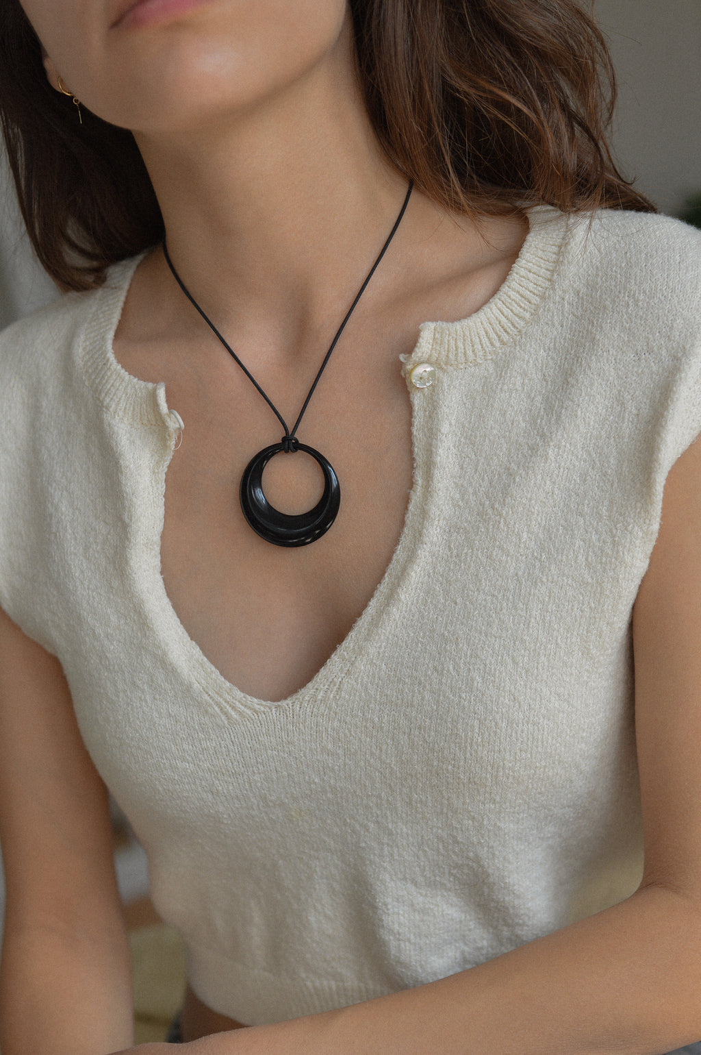 Black Resin Pendant Necklace