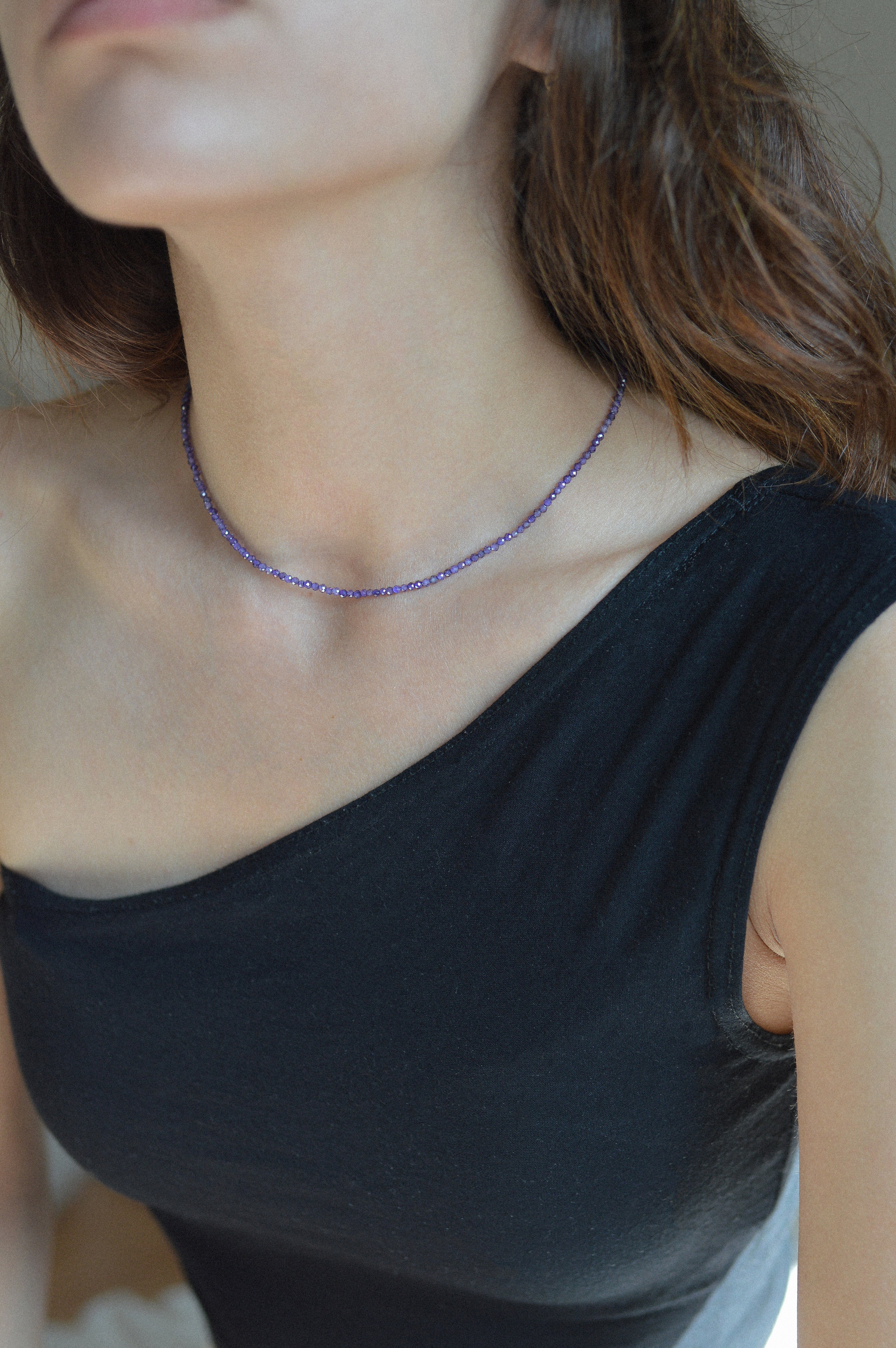 Purple Faceted Gemstone Beaded Necklace