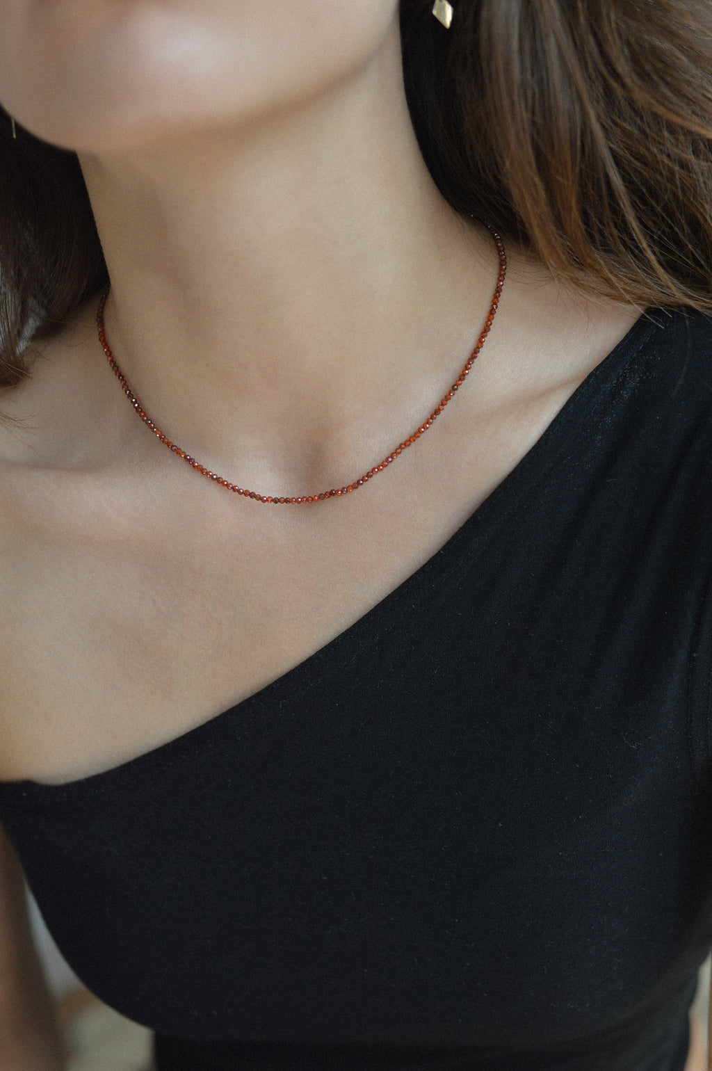Red Faceted Beaded Necklace