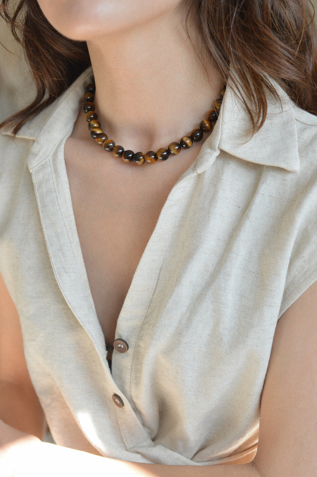 Tiger Eye Gemstone Bead Necklace