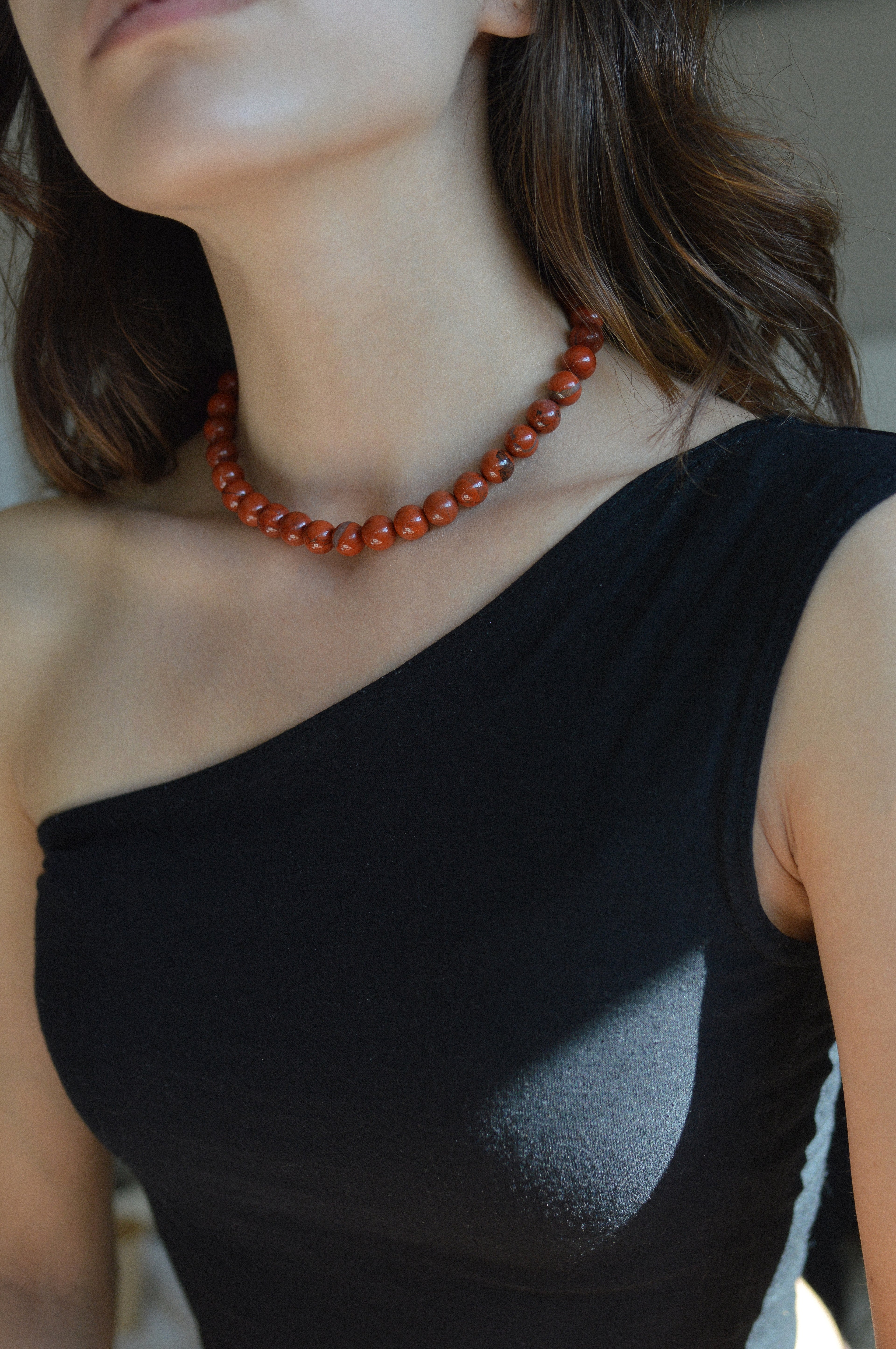 Jasper Red Gemstone Bead Necklace