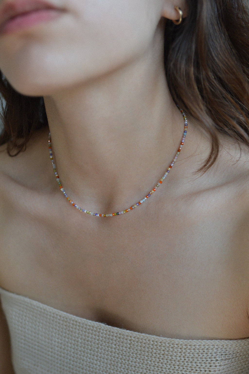 Multicolour Faceted Gemstone Bead Necklace
