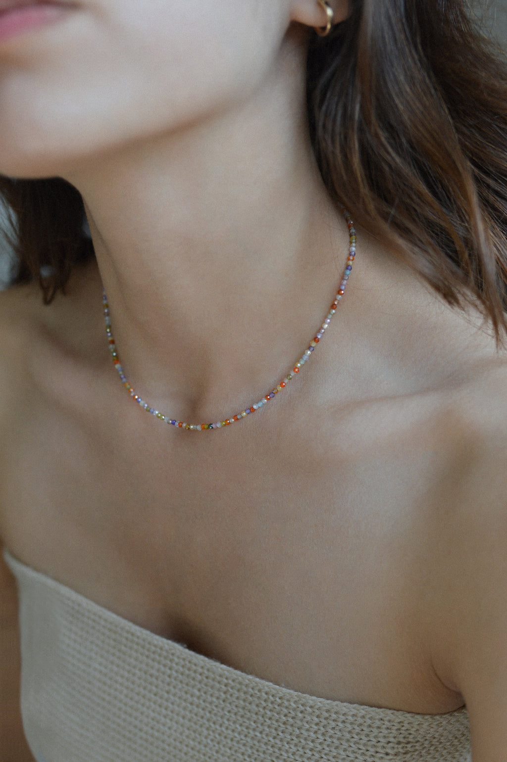 Multicolour Faceted Gemstone Bead Necklace