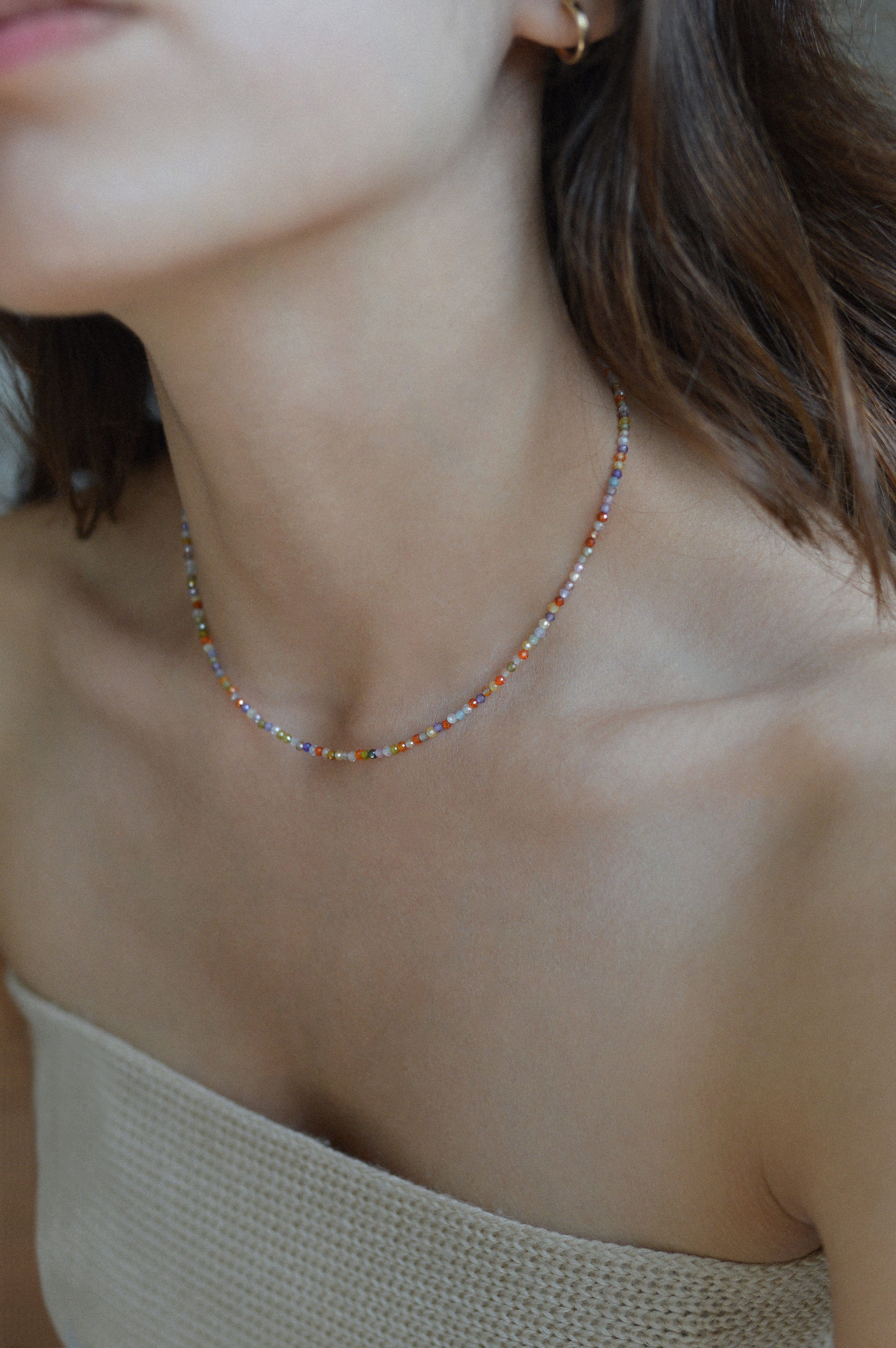 Multicolour Faceted Gemstone Bead Necklace