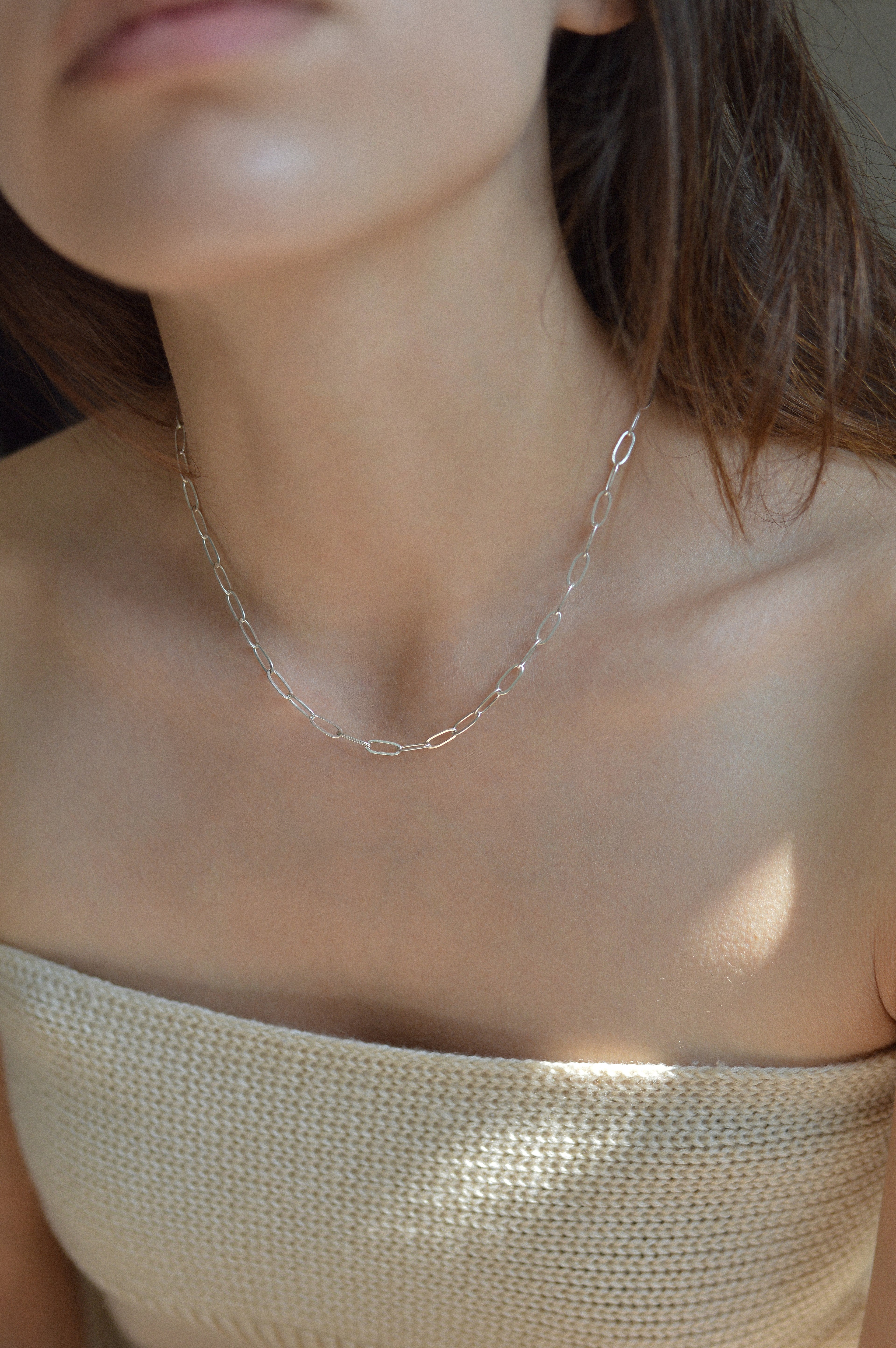 Paperclip Link Rectangle Necklace