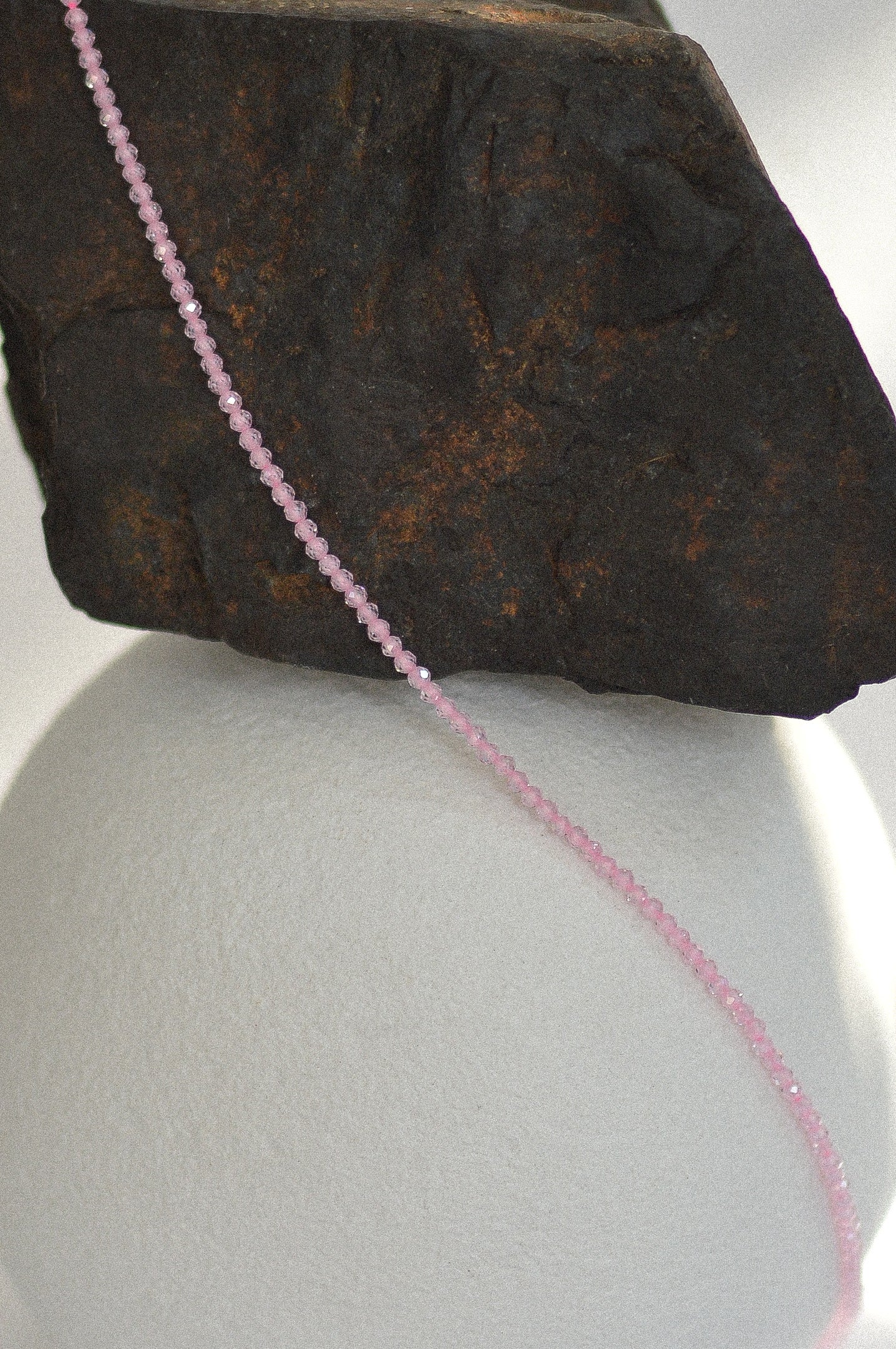 Pink Faceted Cubic Zirconia Beaded Necklace