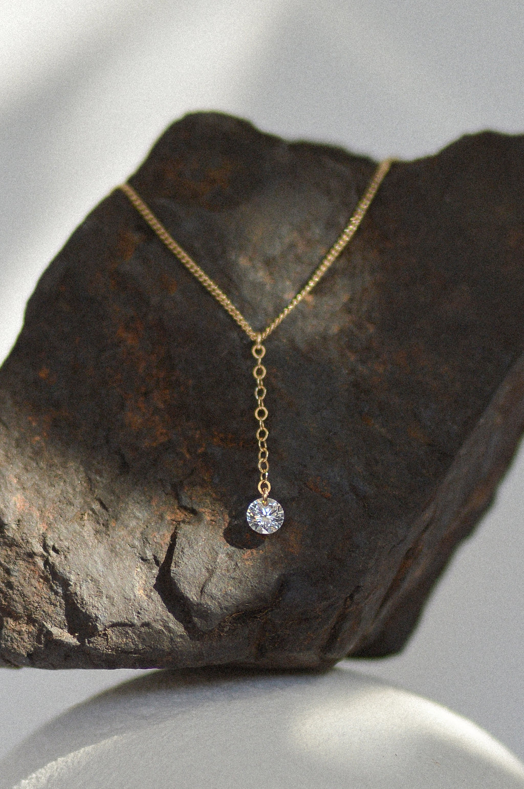 Lariat Cubic Zirconia Charm Necklace