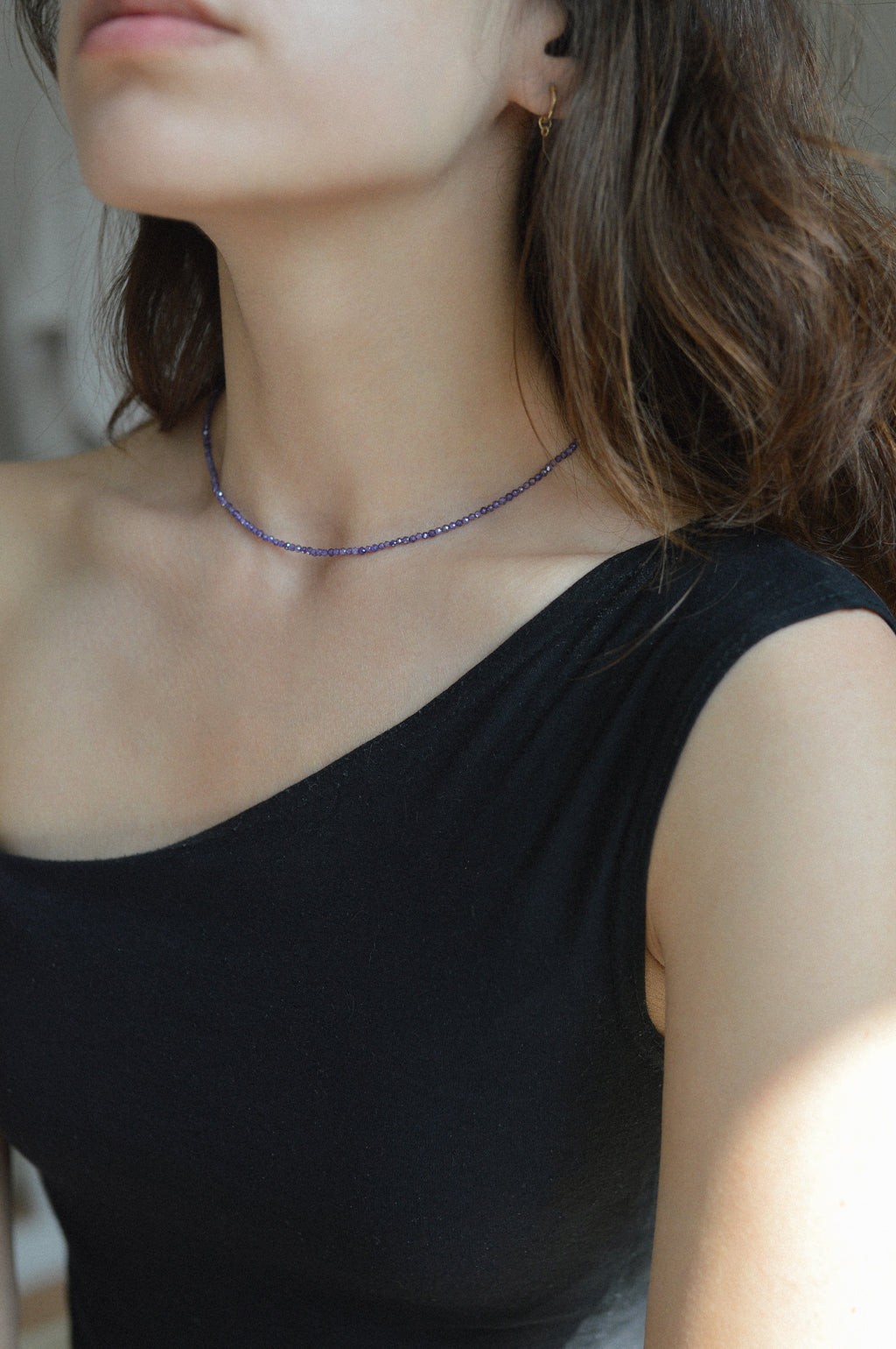 Purple Faceted Gemstone Beaded Necklace