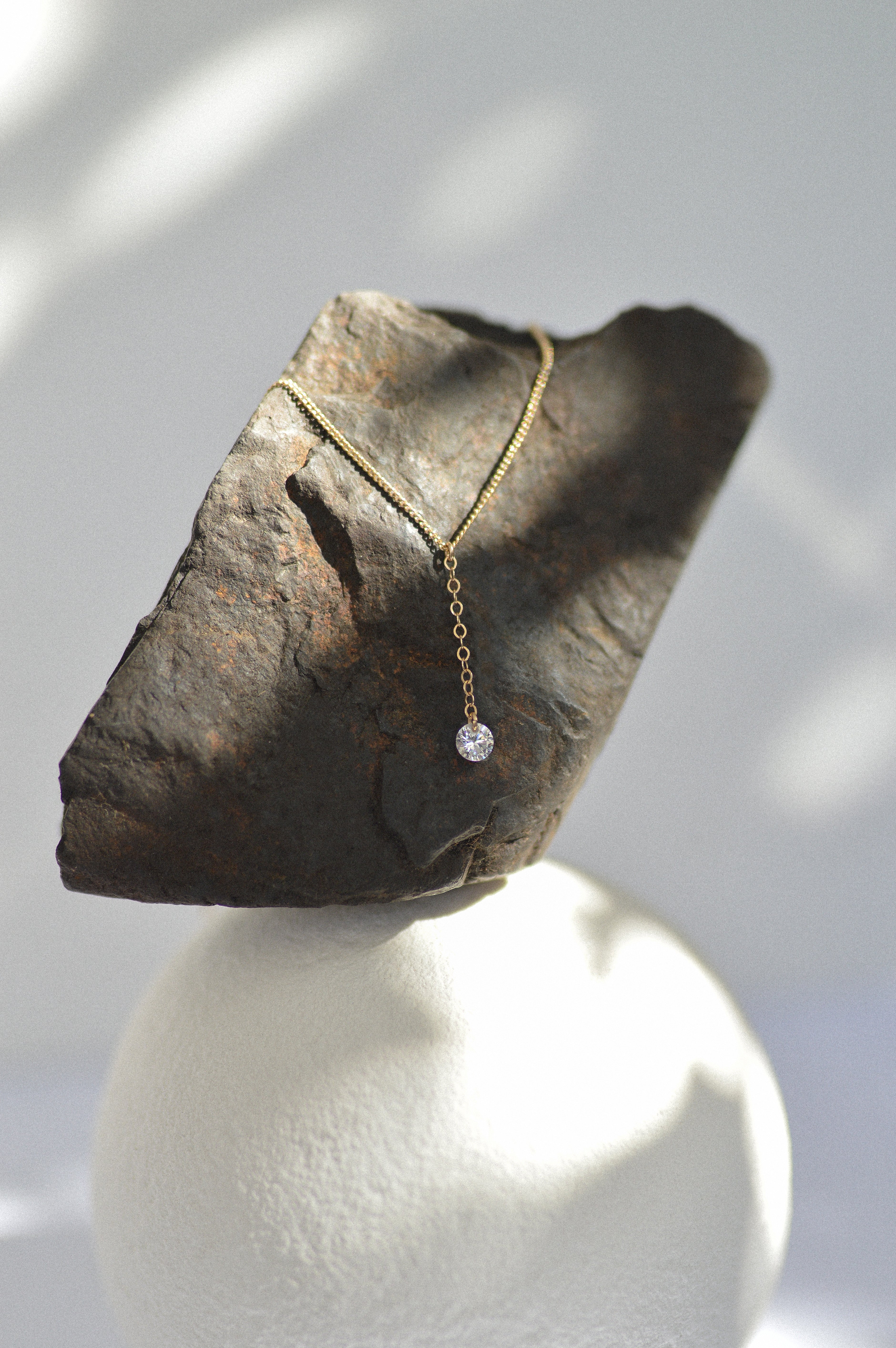Lariat Cubic Zirconia Charm Necklace