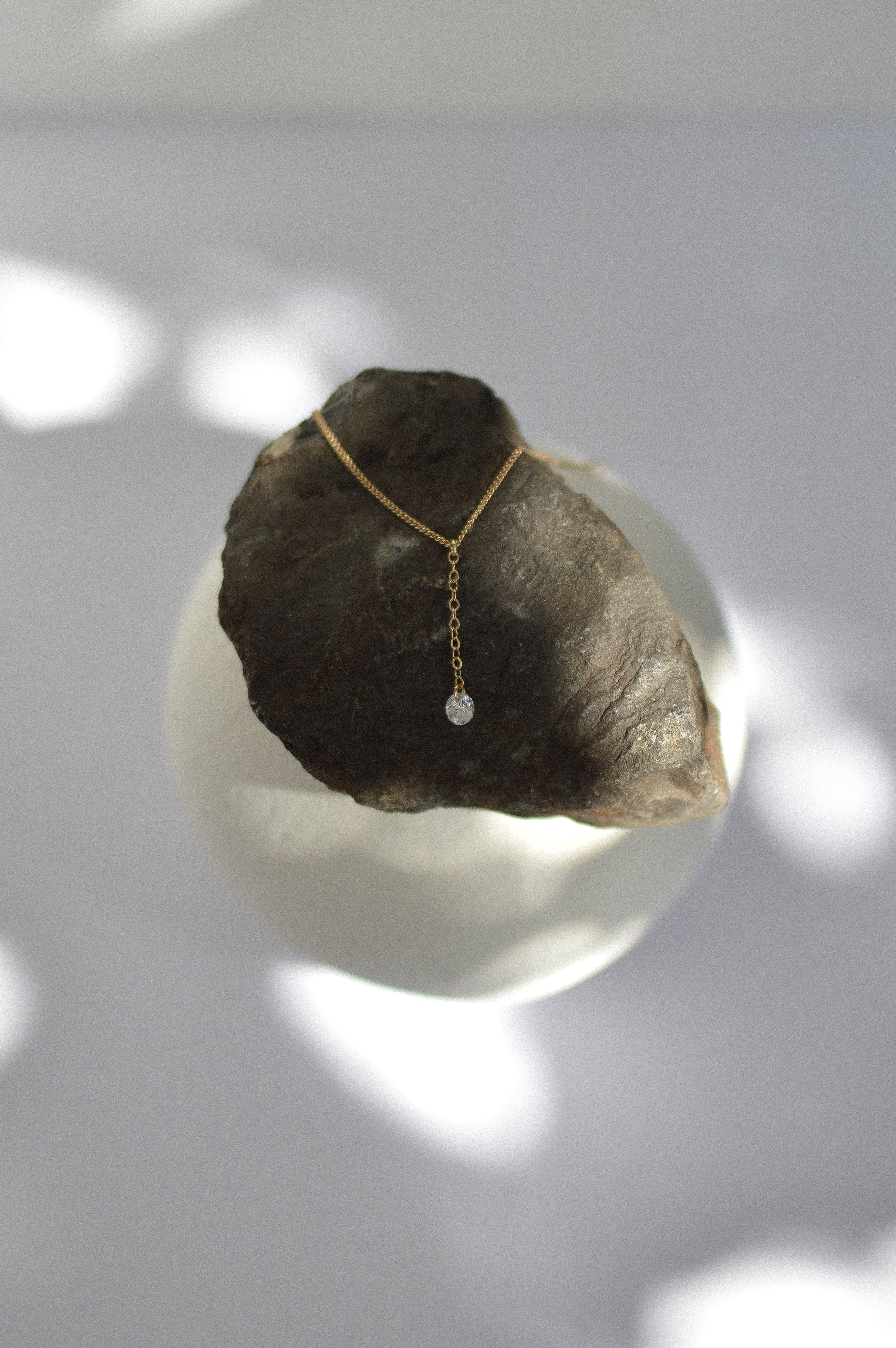 Lariat Cubic Zirconia Charm Necklace