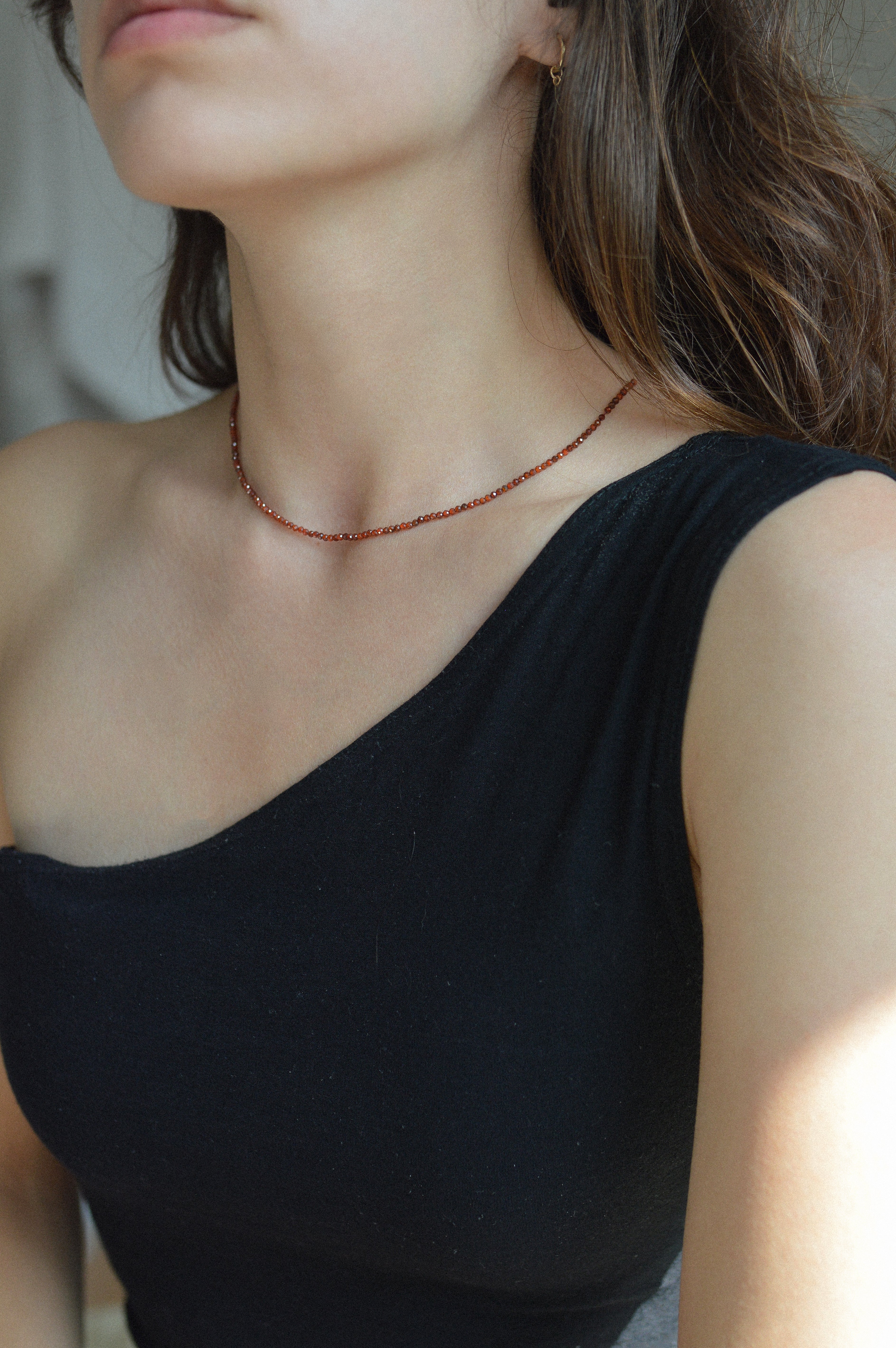 Red Faceted Beaded Necklace