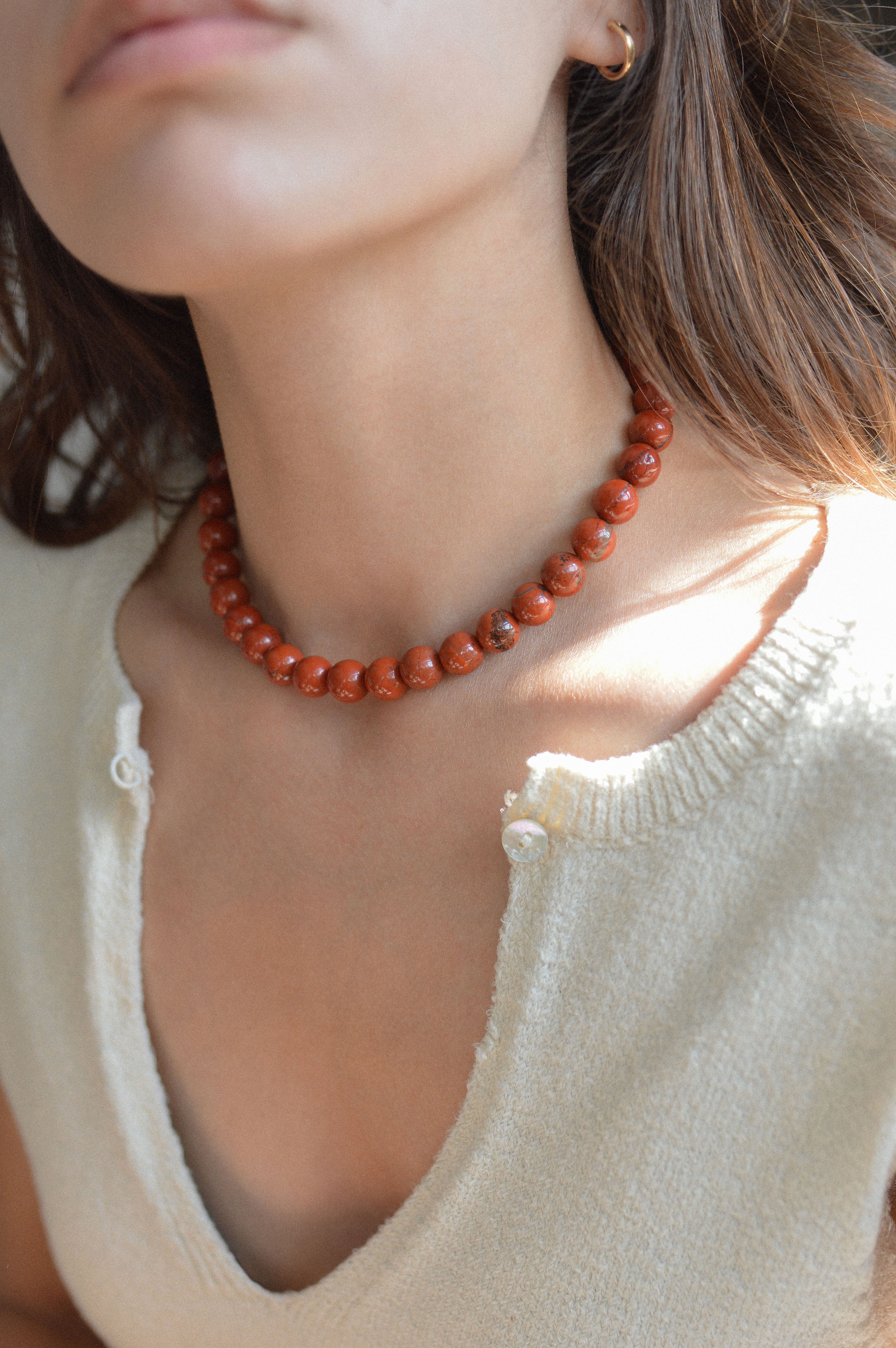 Jasper Red Gemstone Bead Necklace