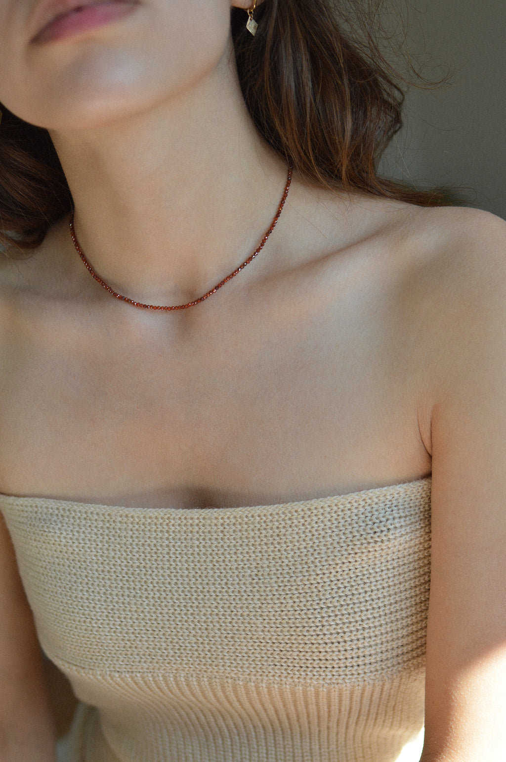Red Faceted Beaded Necklace
