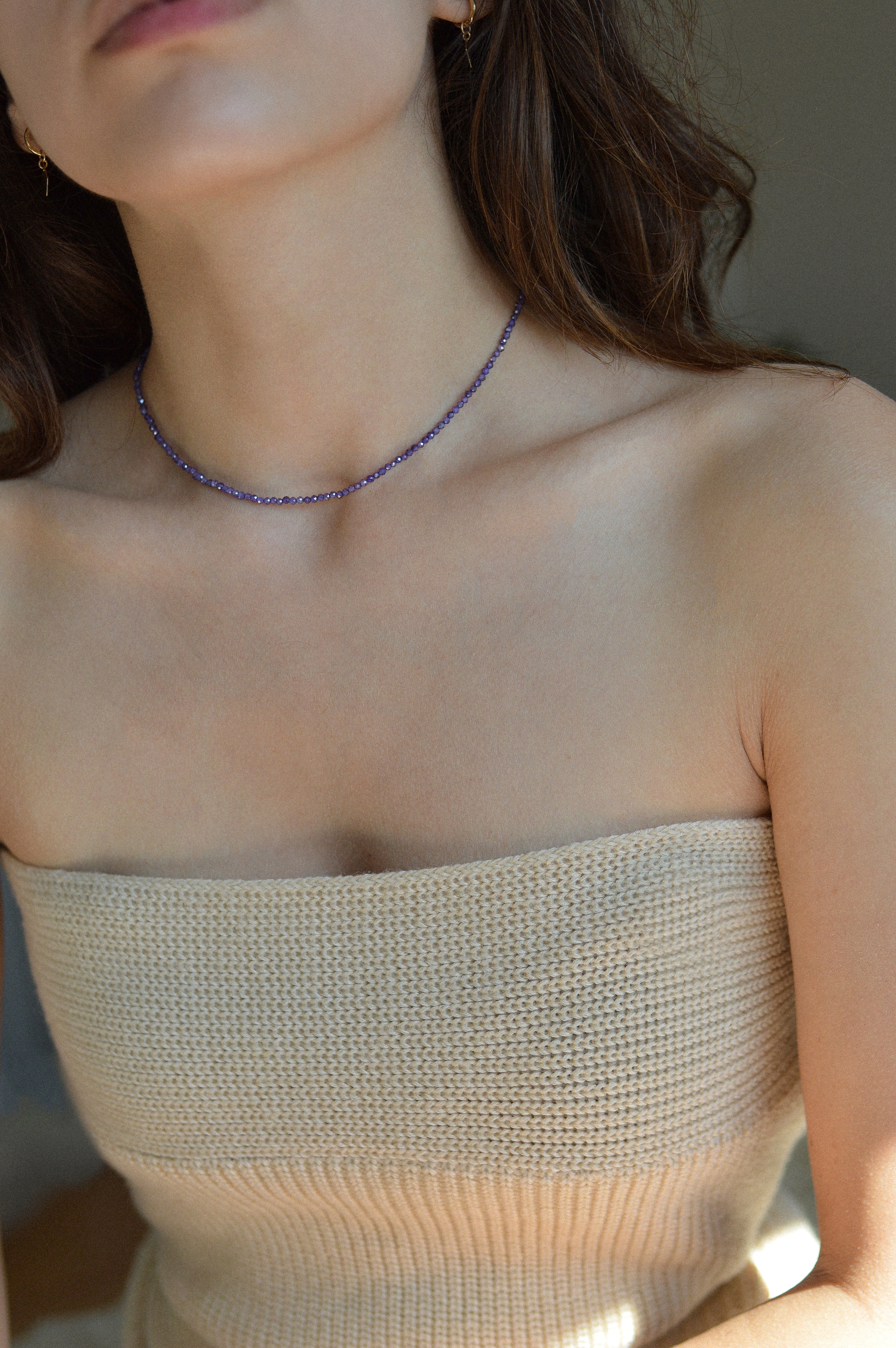 Purple Faceted Gemstone Beaded Necklace