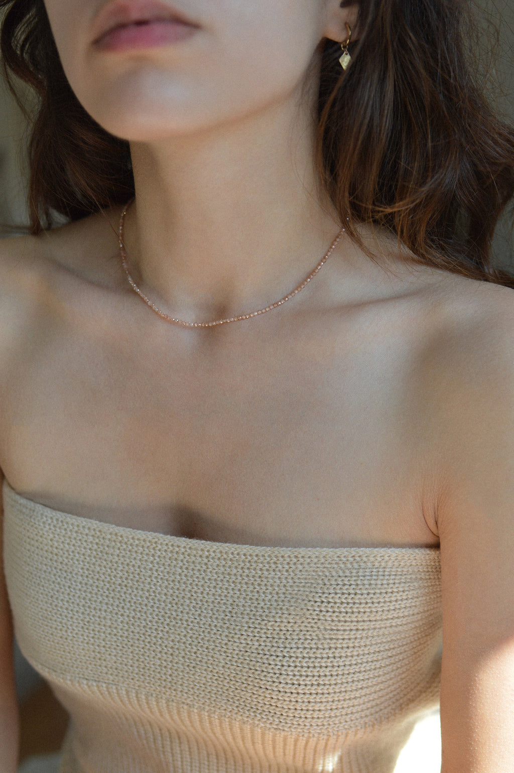 Champagne Faceted Gemstone Bead Necklace