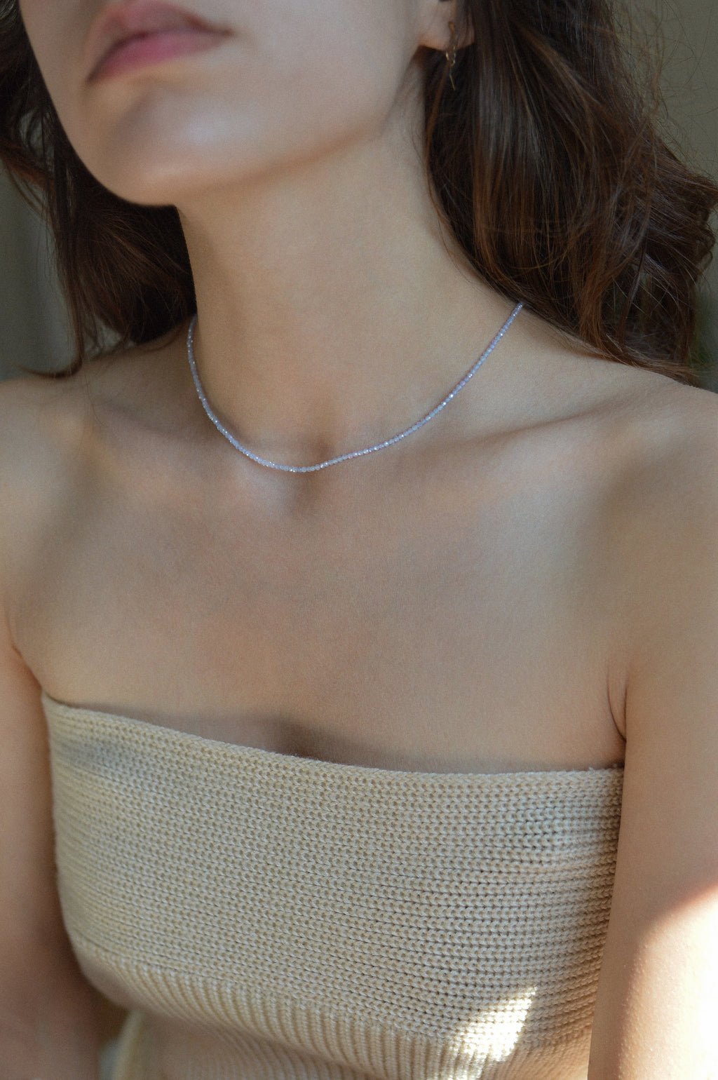 Pale Purple Faceted Gemstone Bead Necklace