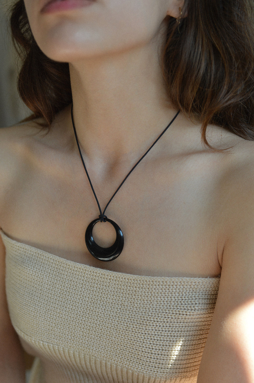 Black Resin Pendant Necklace
