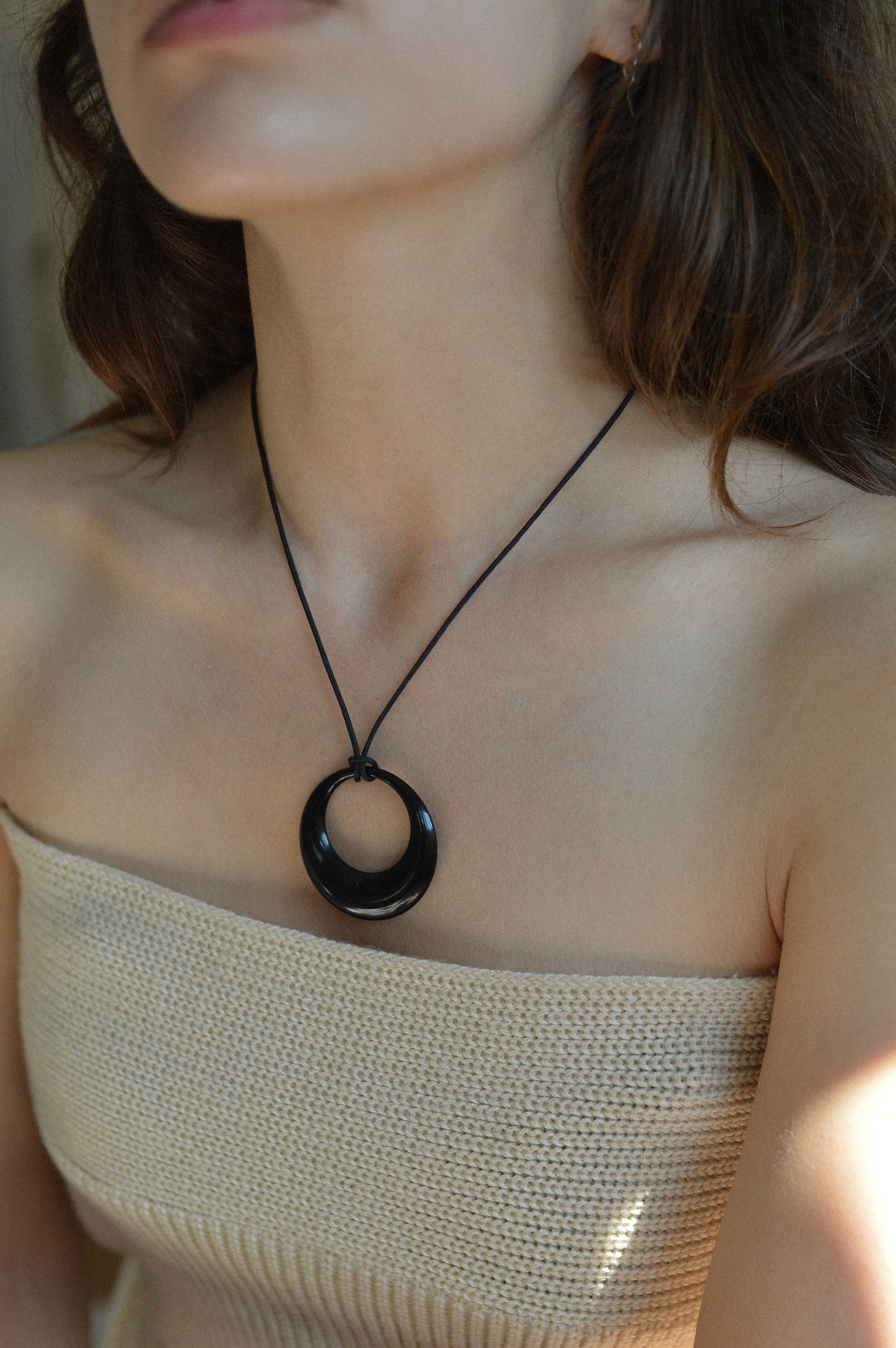 Black Resin Pendant Necklace