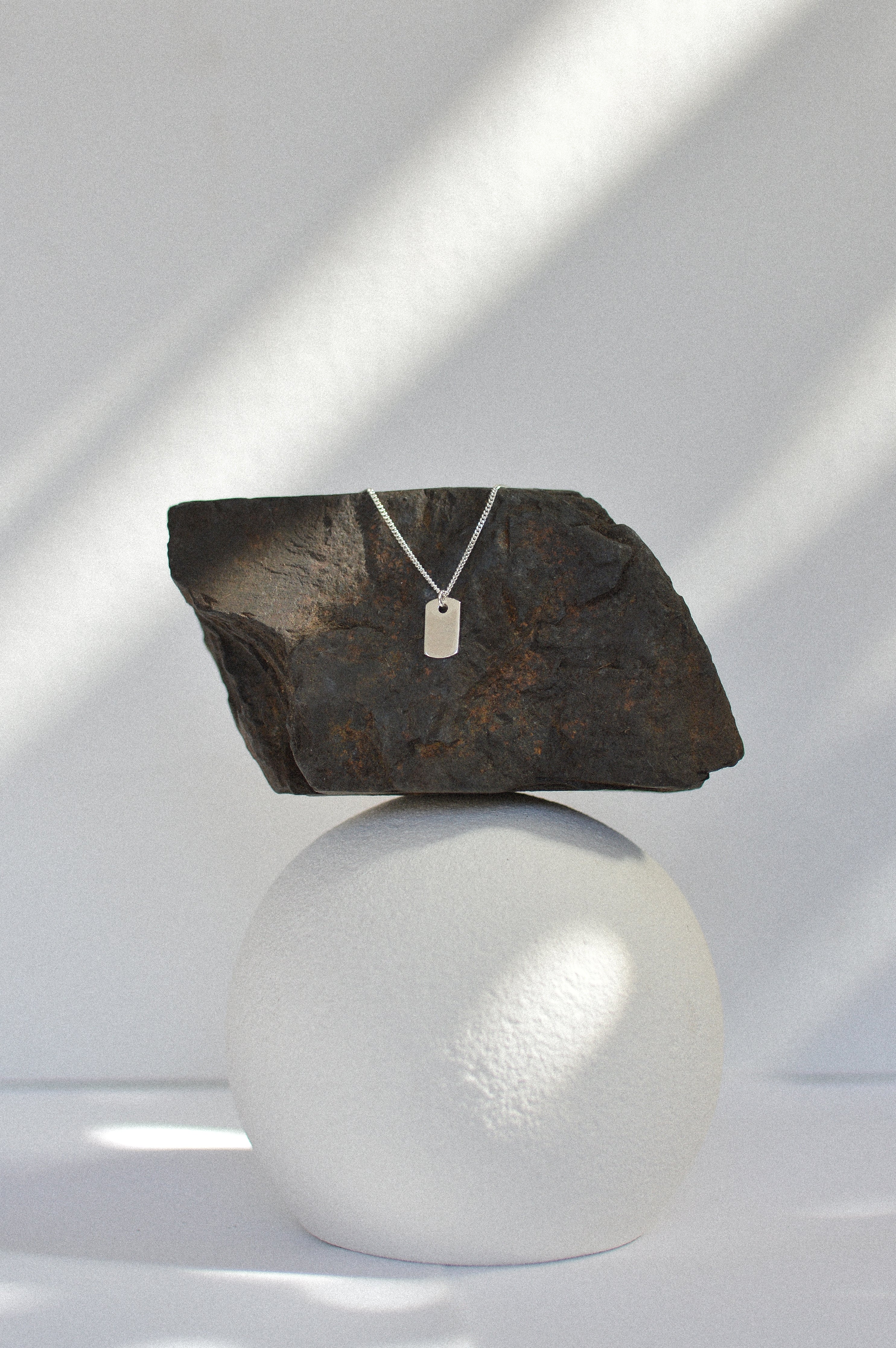 Rectangle Tag Charm Necklace