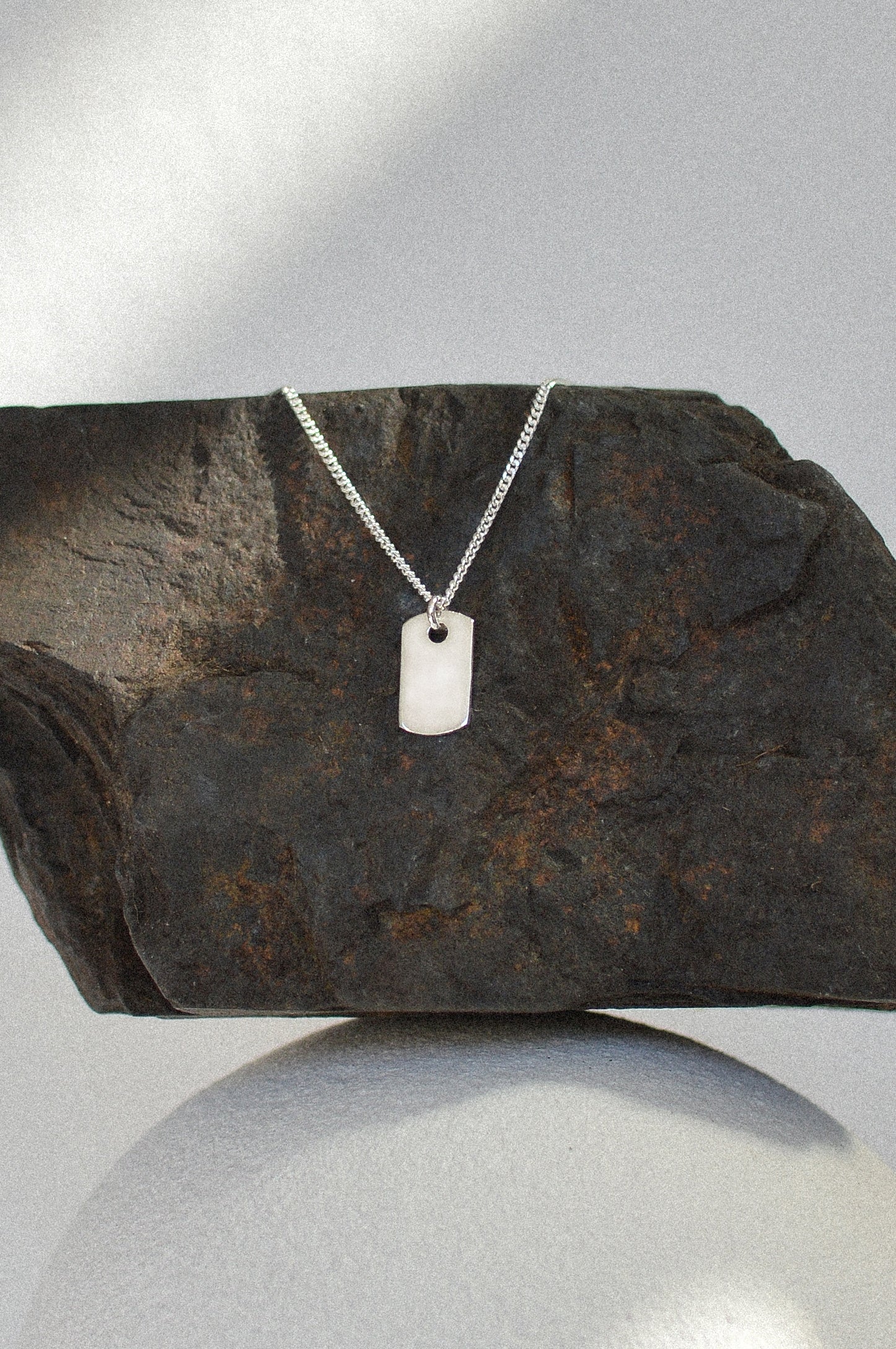 Rectangle Tag Charm Necklace