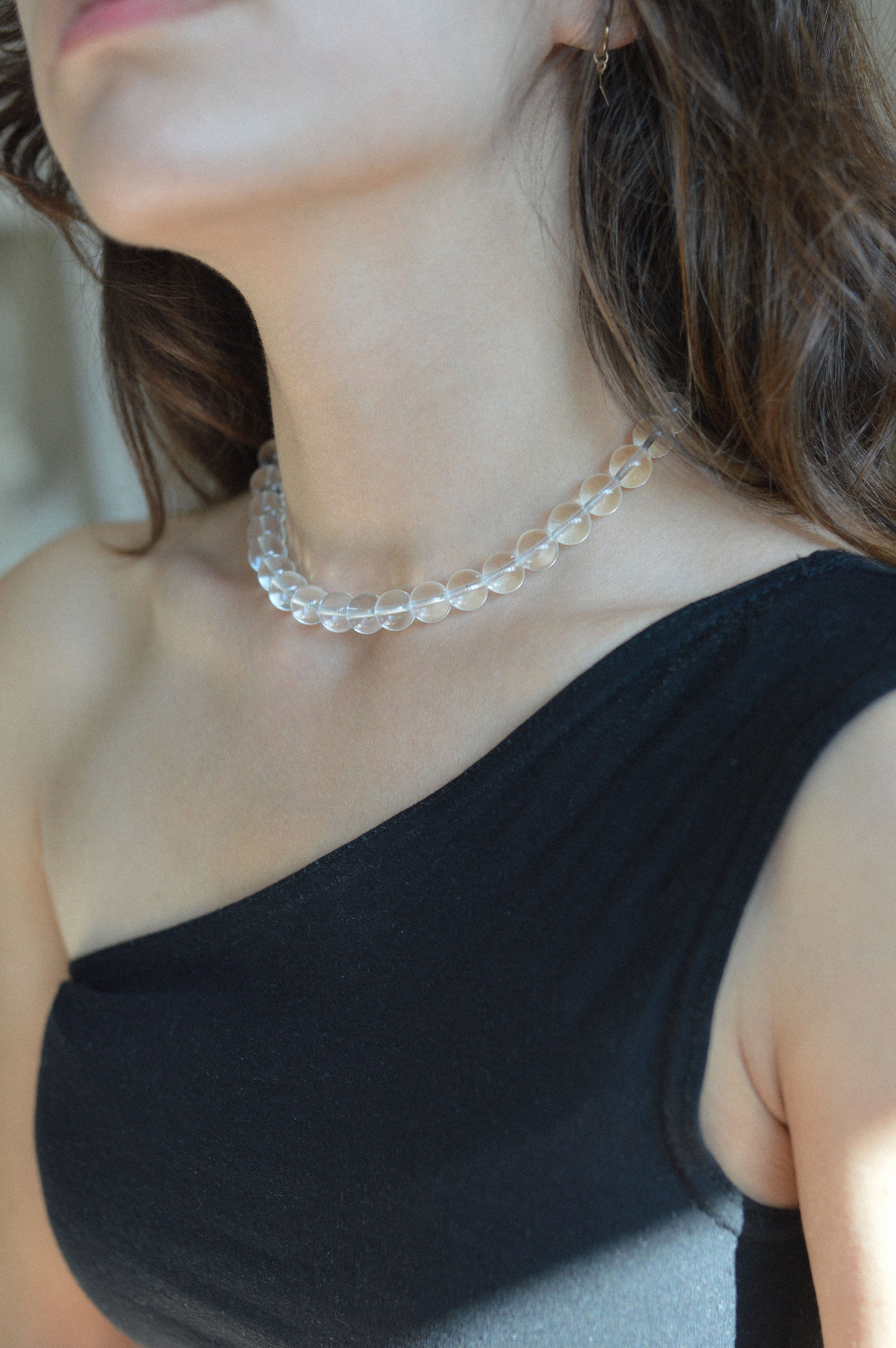 Crystal Quartz Gemstone Bead Necklace