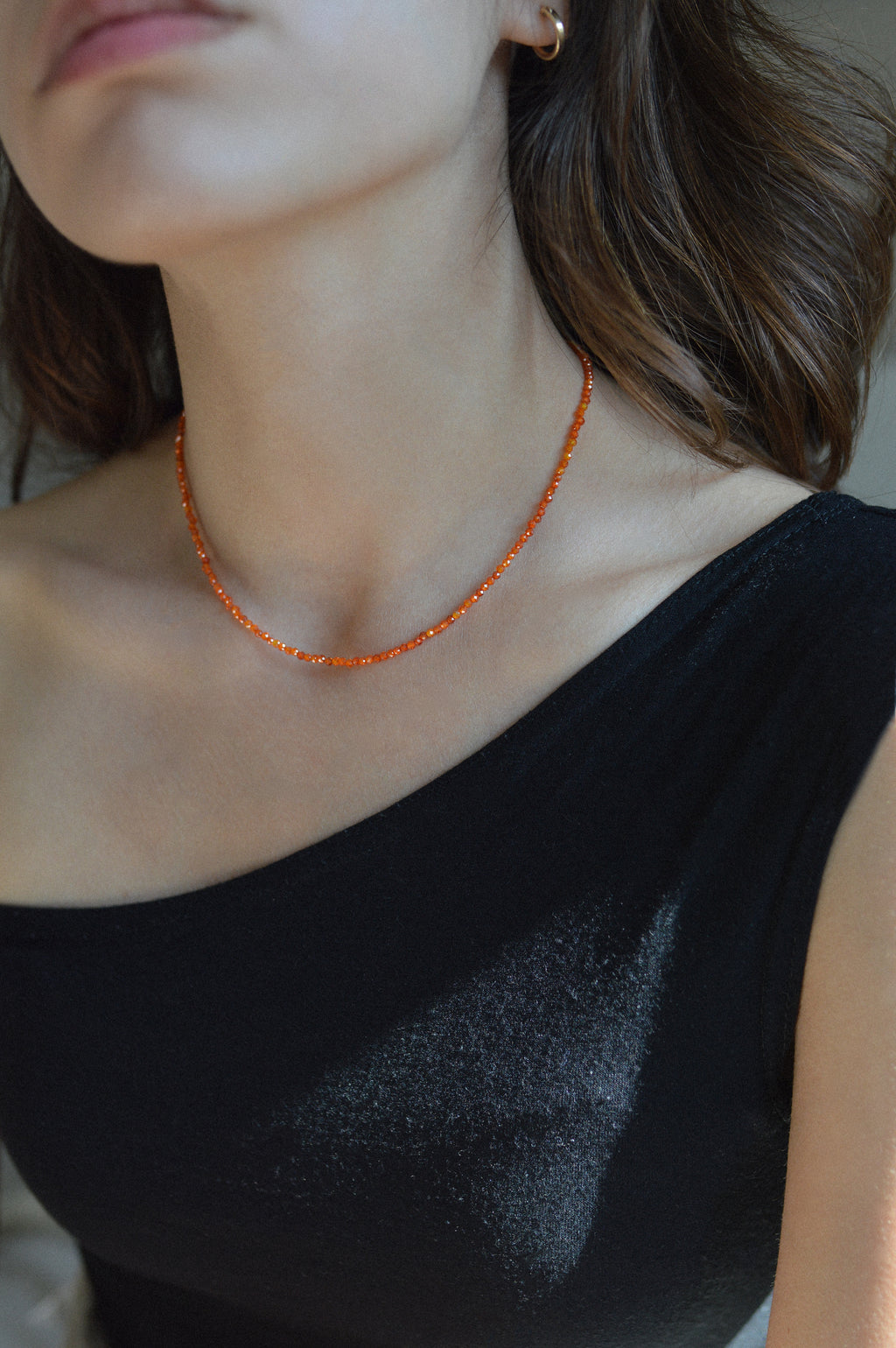 Orange Faceted Gemstone Bead Necklace